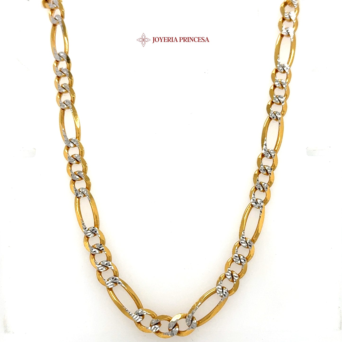 14K 24in 6.9mm Figaro Two-Tone Chain