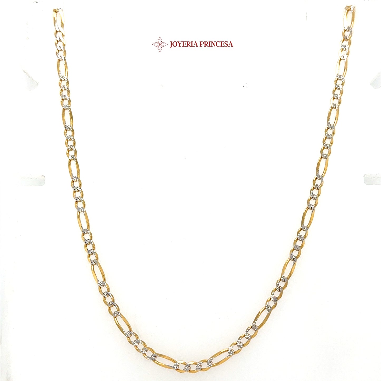 14K 22in 3mm Figaro Two-Tone Diamond Cut Chain