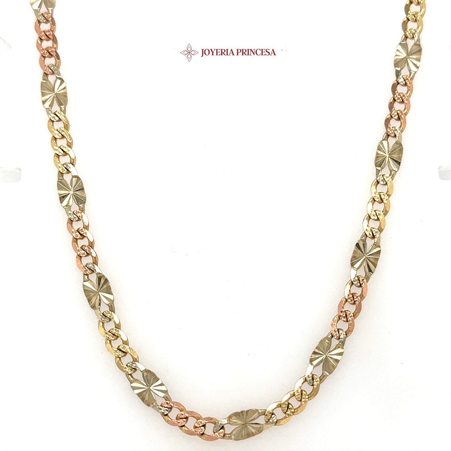 14K 24in 5.6mm Valentino 3-Tone Chain