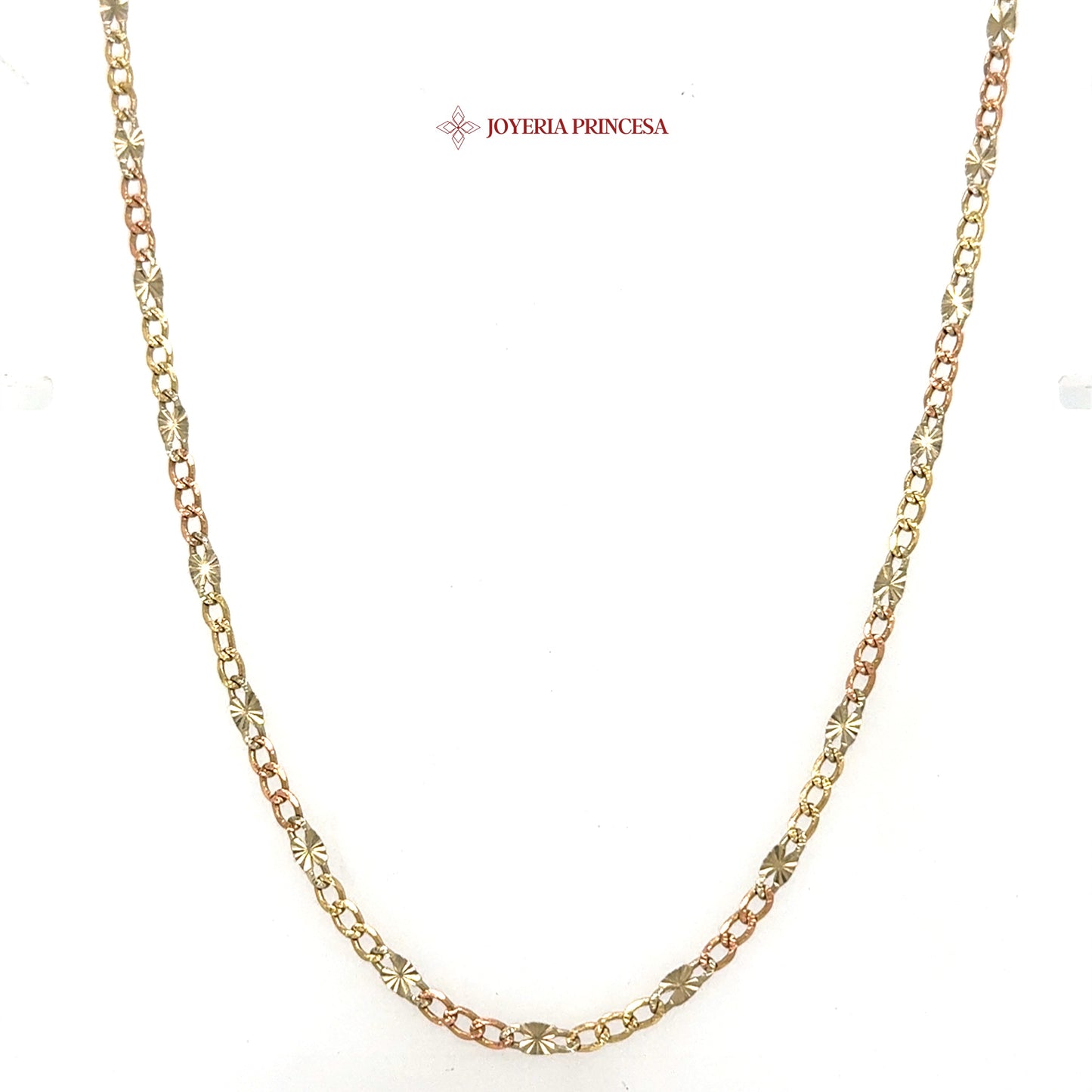 14K 24in 2.7mm Valentino Figaro 3 Tone Chain