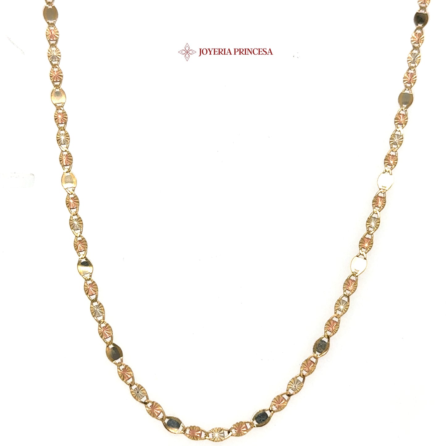 14K 20in 3.2mm 3 Color Valentino with Star Diamond Cut