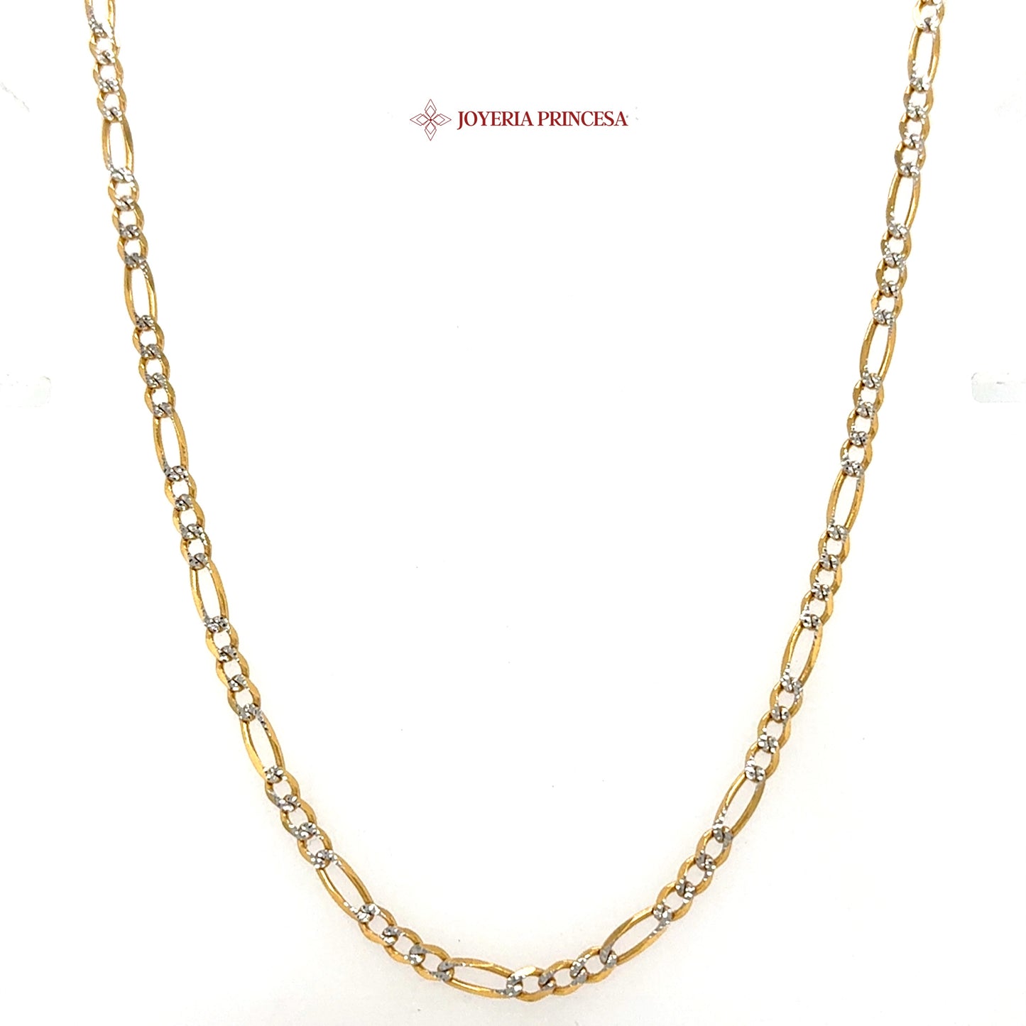 14K 24in 3mm 2-Tone Diamond Cut Figaro