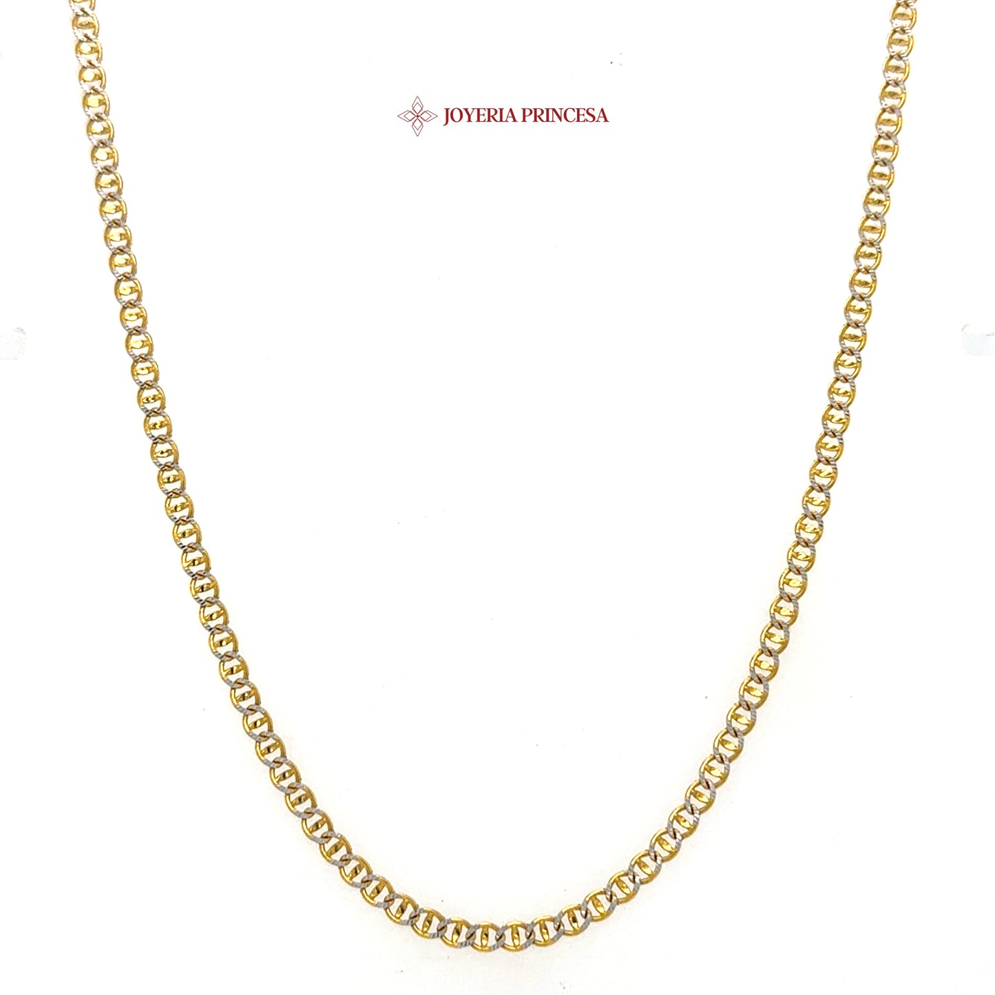 14K 18in 2.6mm Two-Tone Mariner Concave Diamond Cut