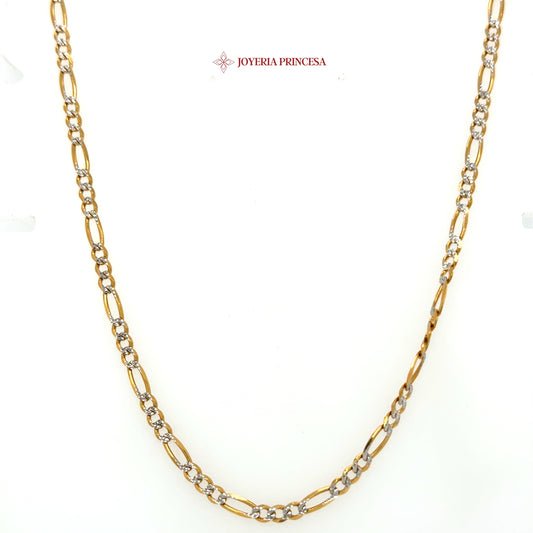 14K 18in 3mm Diamond-Cut Figaro Chain
