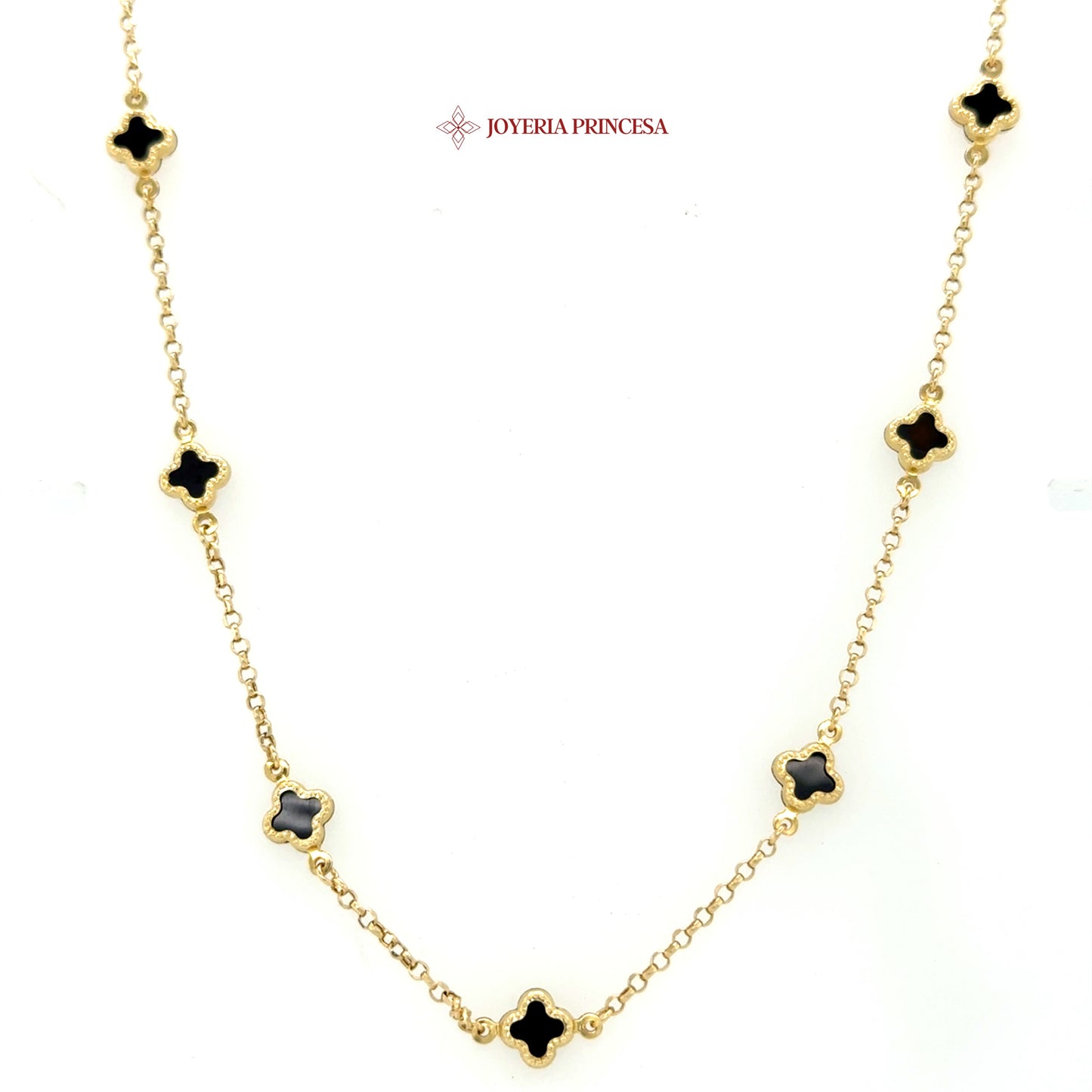 14K 18in Elegant Black Clover Accents