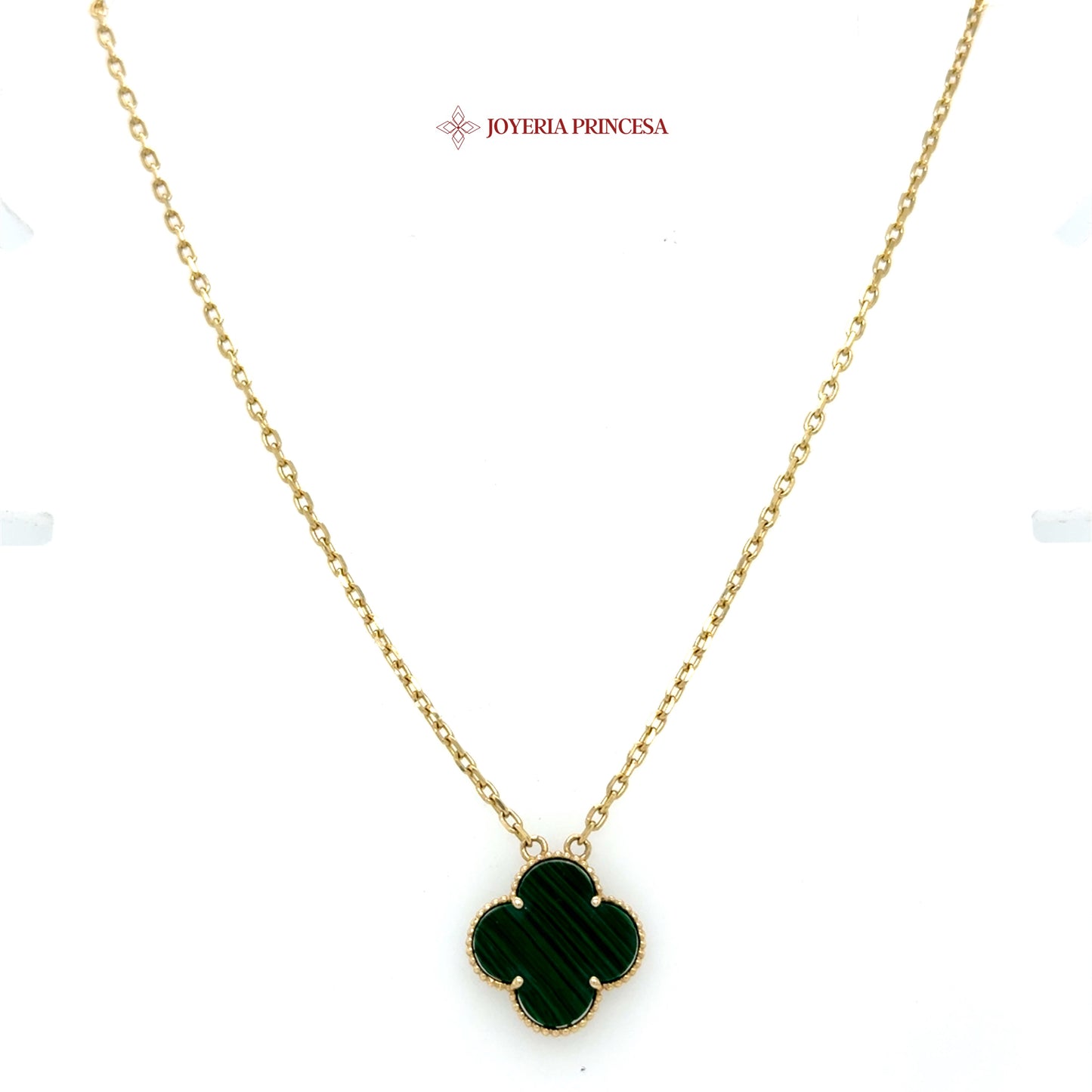 14K 20in Elegant Green Clover Pendant