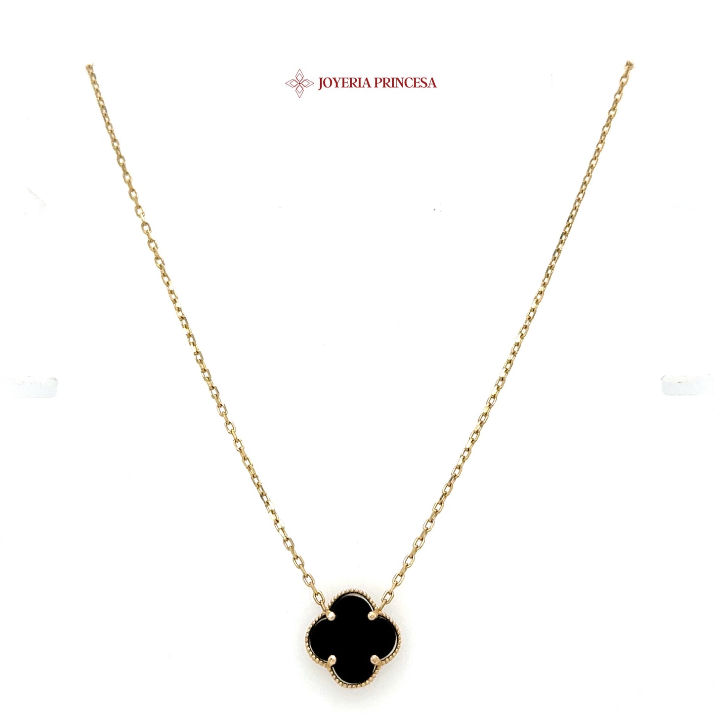 14K 18in Elegant Black Clover Pendant