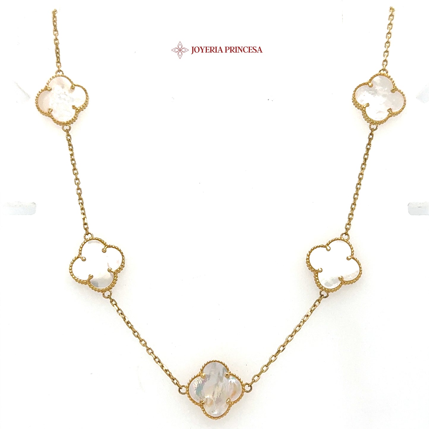 14K 18in Elegant Gold Clover Pendant Necklace