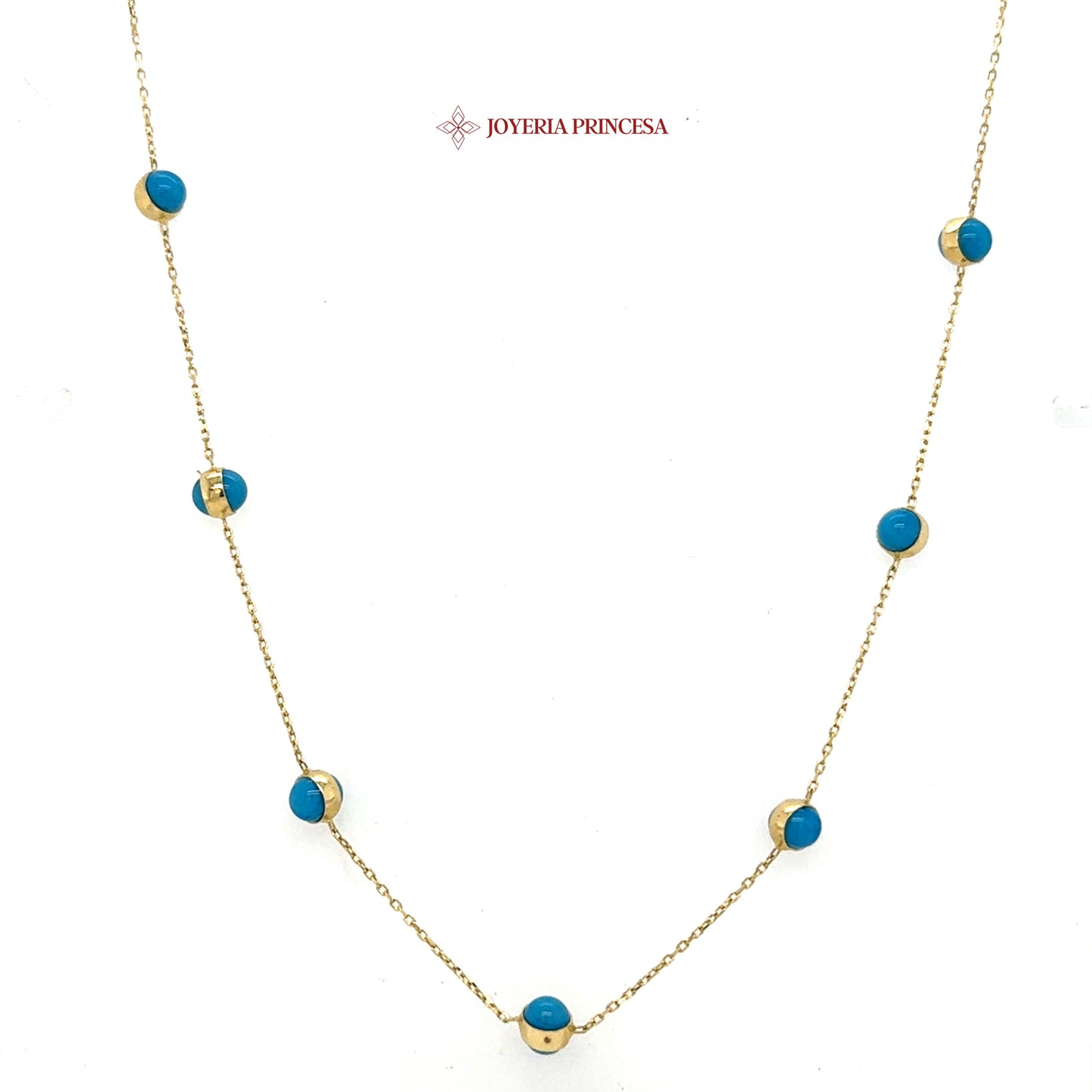 14K 18in Elegant Gold and Turquoise Necklace
