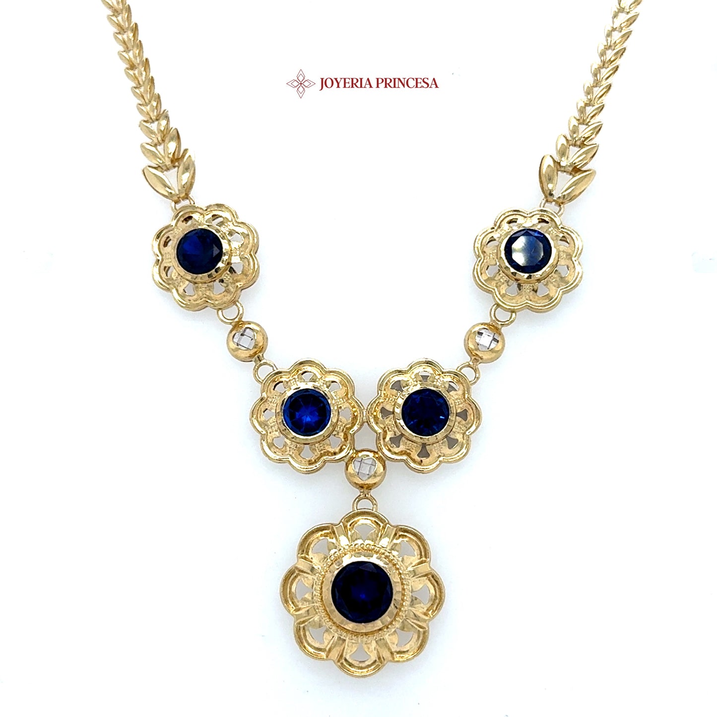 14K 16in Flower Bouquet Pendant Necklace