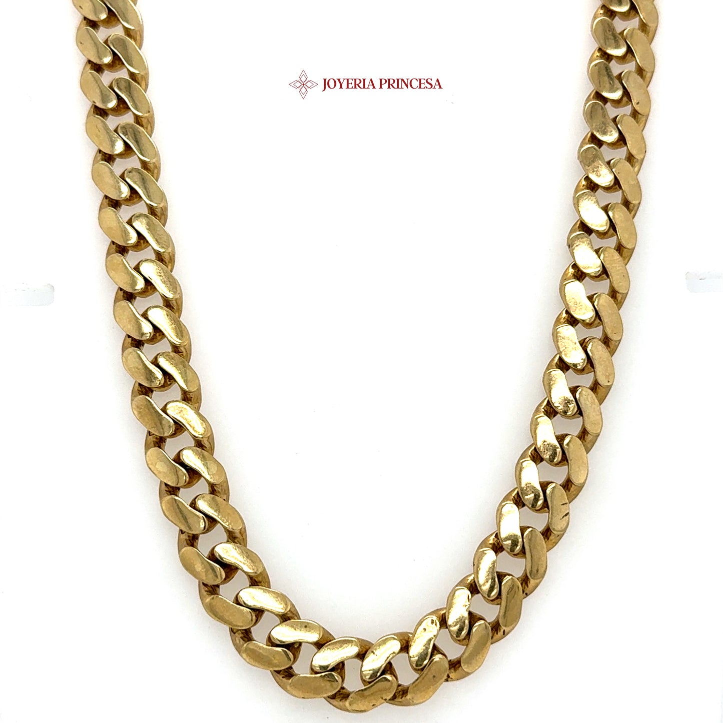 10K 20in 9.8mm Elegant Gold Cuban Link Necklace