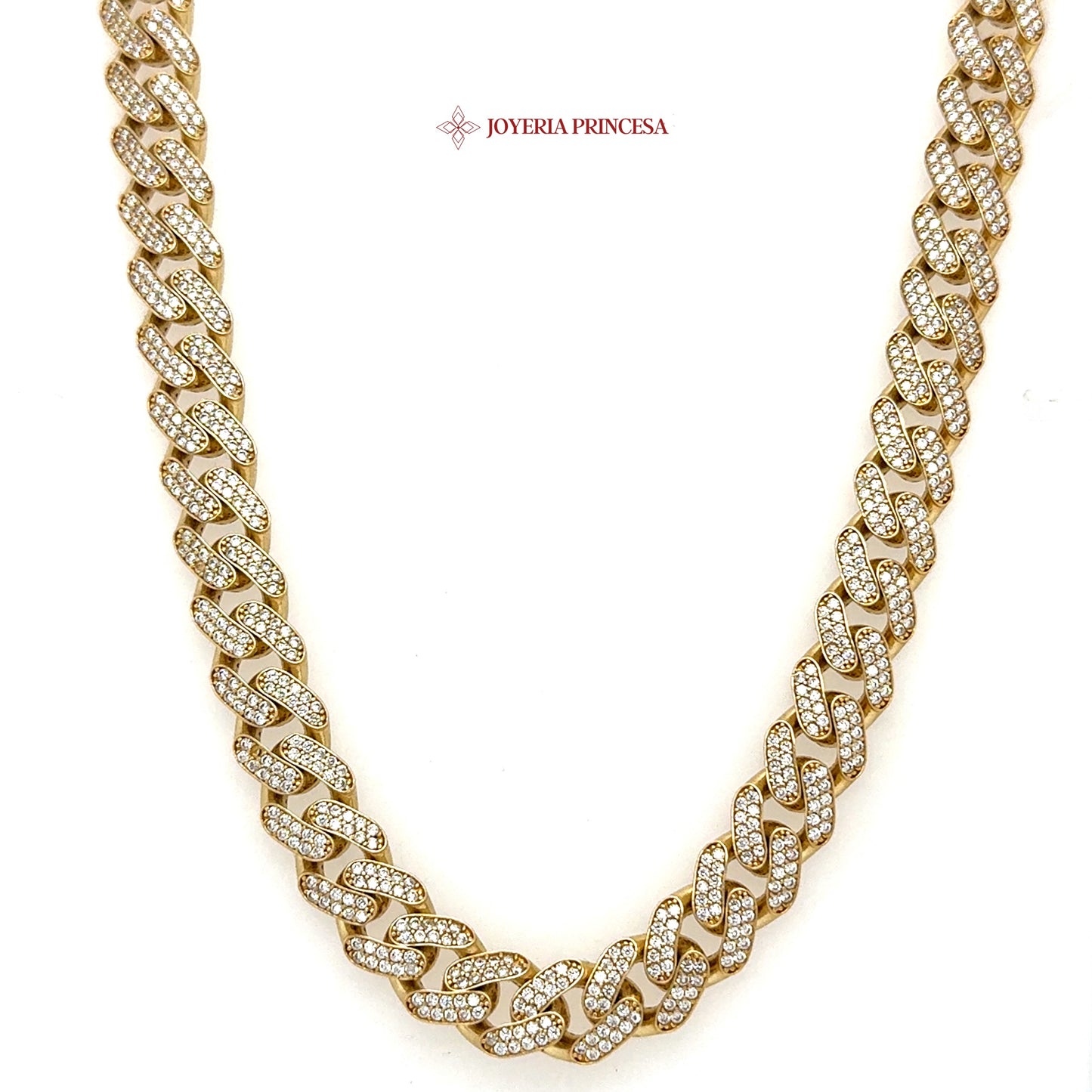 10K 20in 9.1mm Cz Monaco Link Necklace