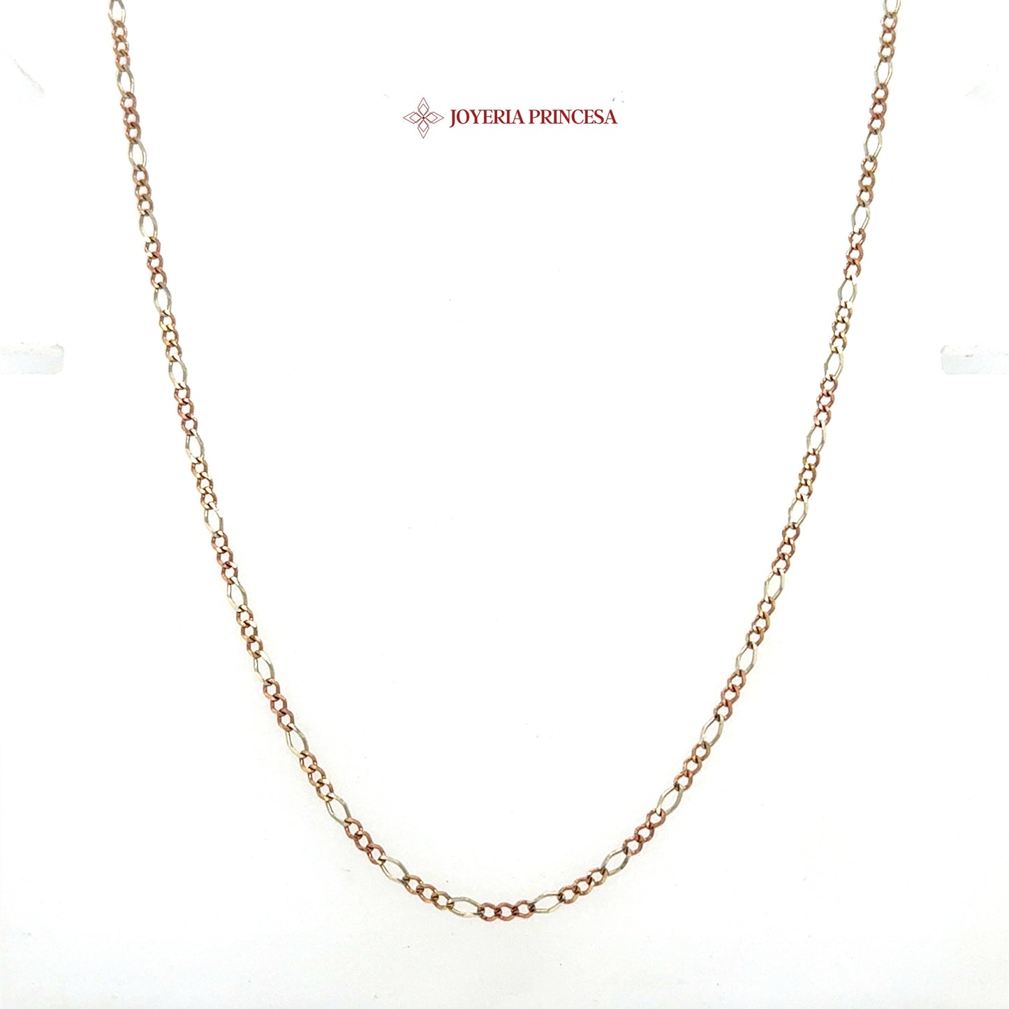 10K 16in 1.9mm Elegant Two-Tone Figaro Chain