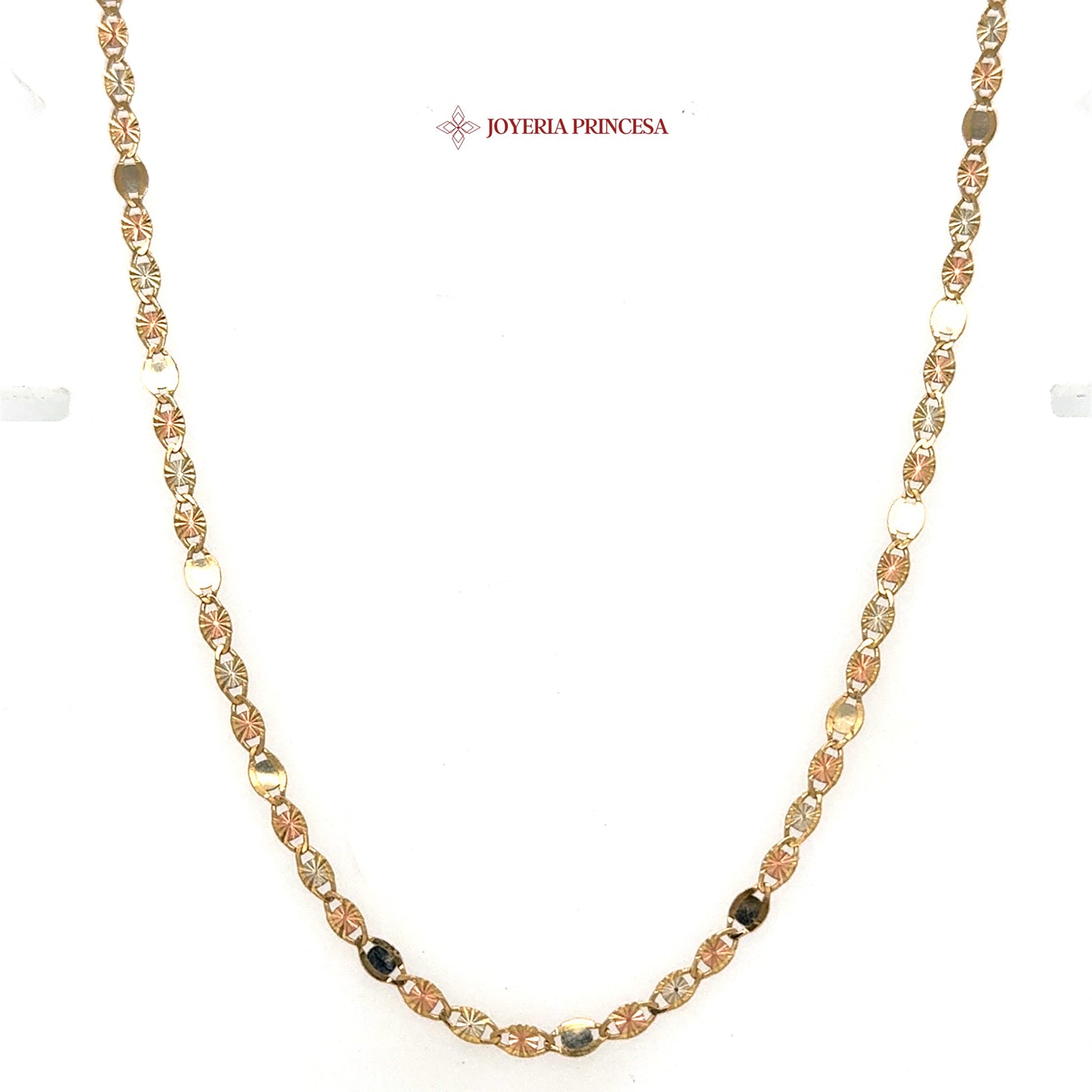 10K 22in 3.2mm Elegant Two-Tone Valentino Star Necklace