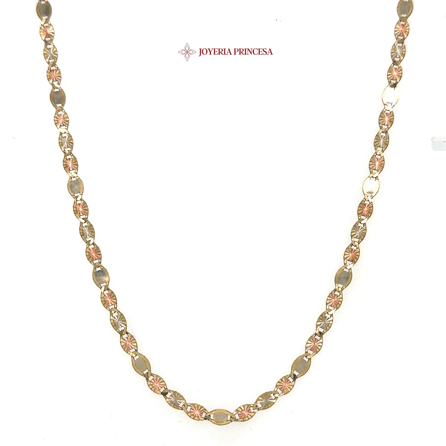 10K 18in 3.1mm Elegant Two-Tone Link Necklace