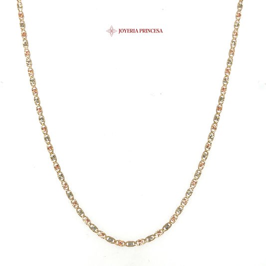 10K 18in 1.9mm Elegant Three-Tone Mariner Valentino Necklace