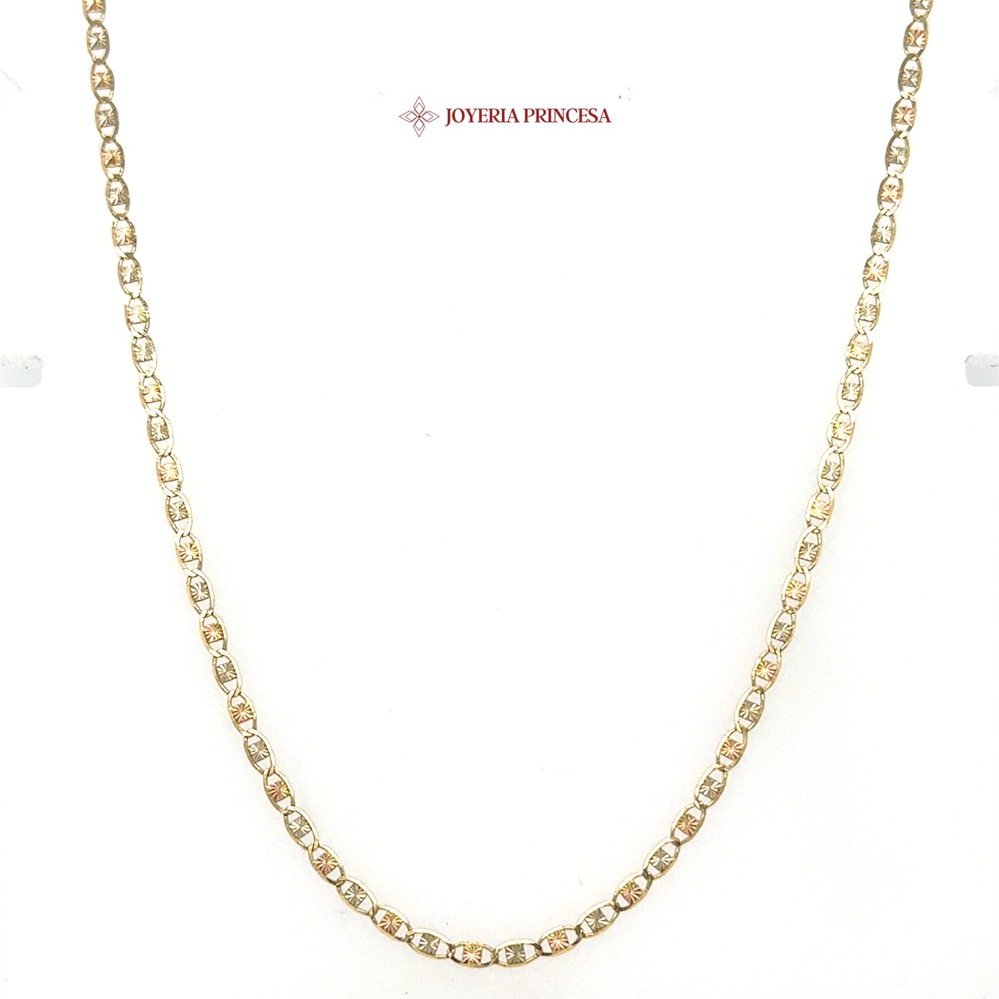 10K 18in 2.3mm Elegant Three-Tone Mariner Valentino Necklace
