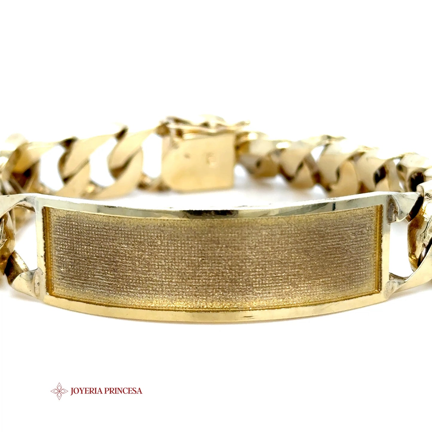10K Gold ID Bracelet with Textured Plate