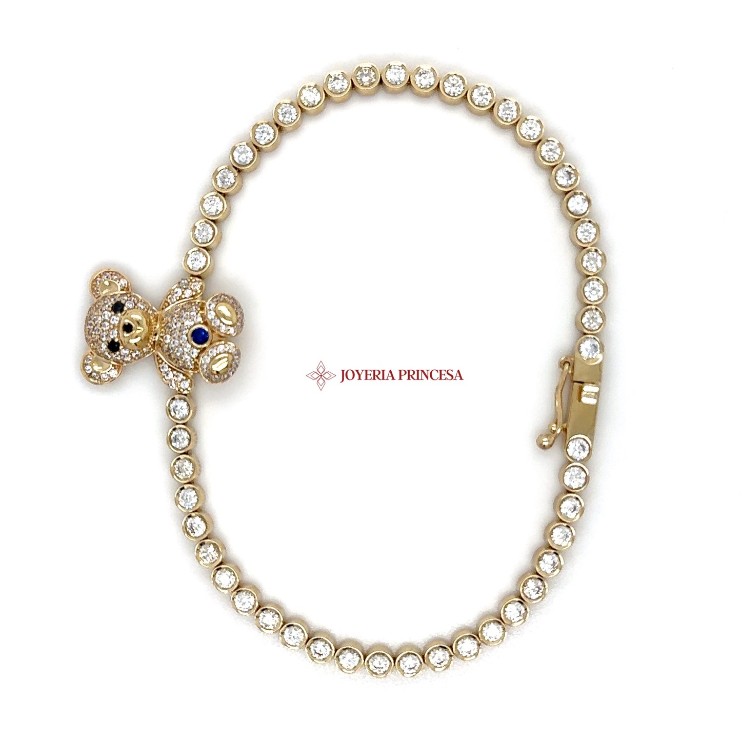 14K Gold Teddy Bear Tennis Bracelet