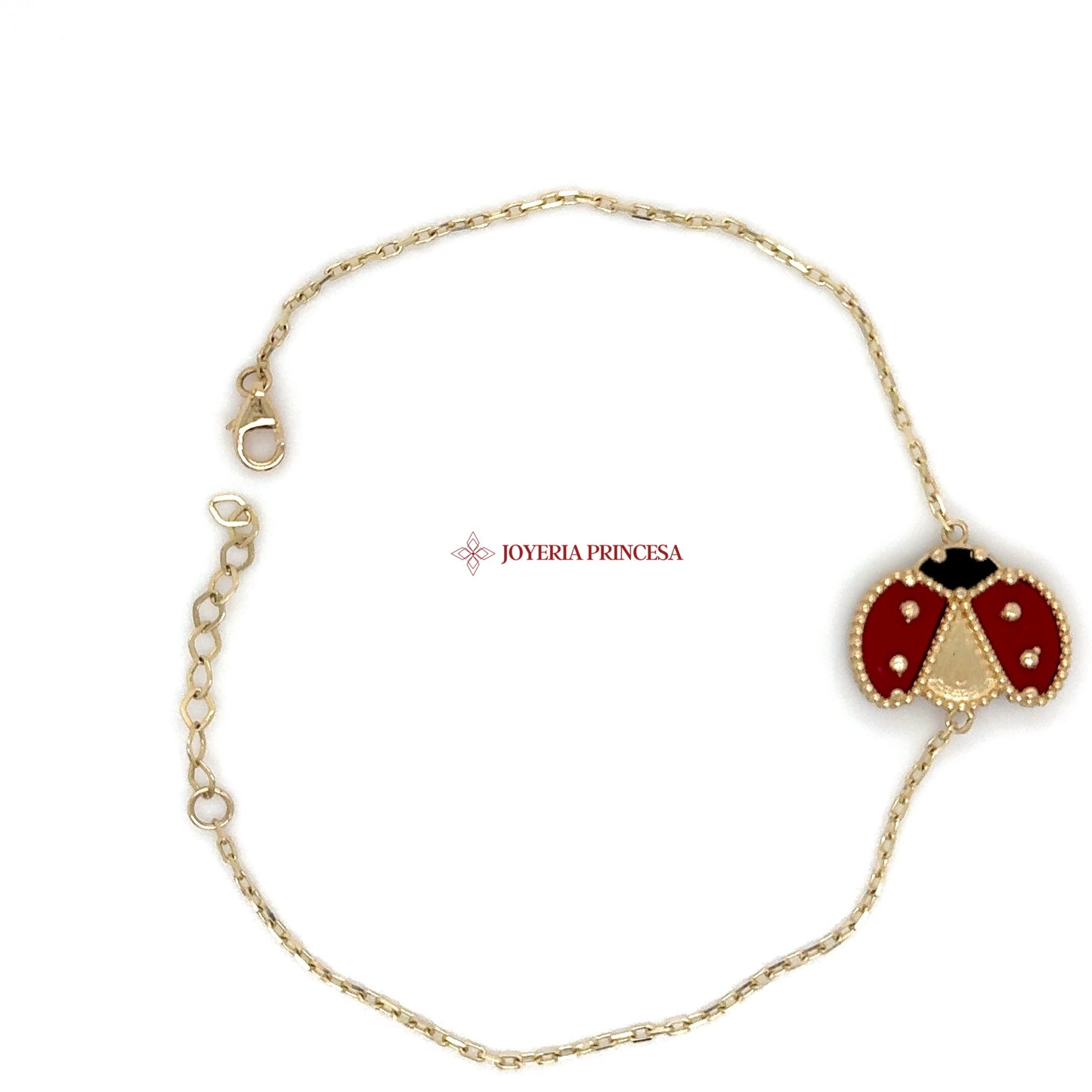 14K Gold Ladybug Charm Bracelet