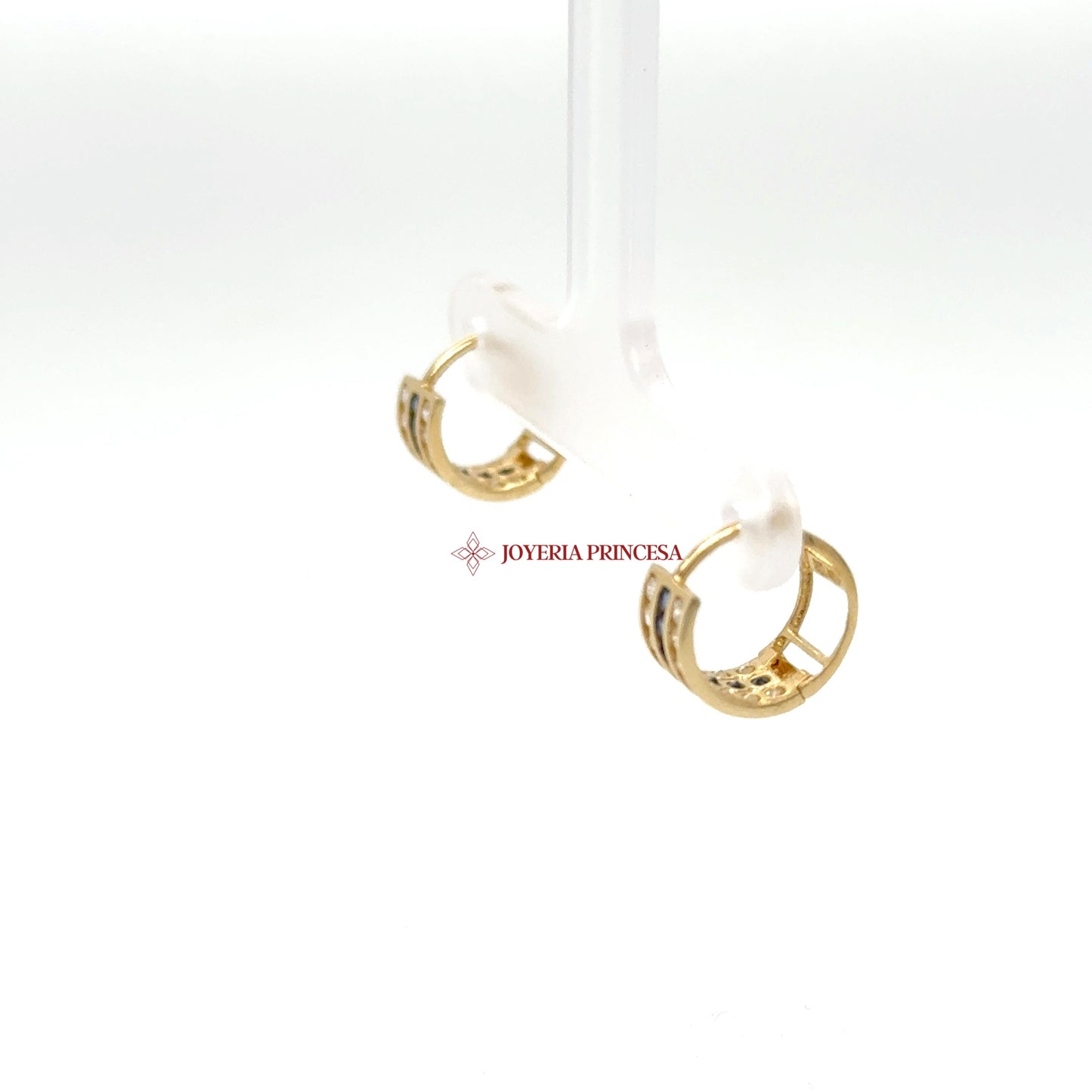 14K Gold Triple Row Sapphire & Diamond-Inspired Earrings
