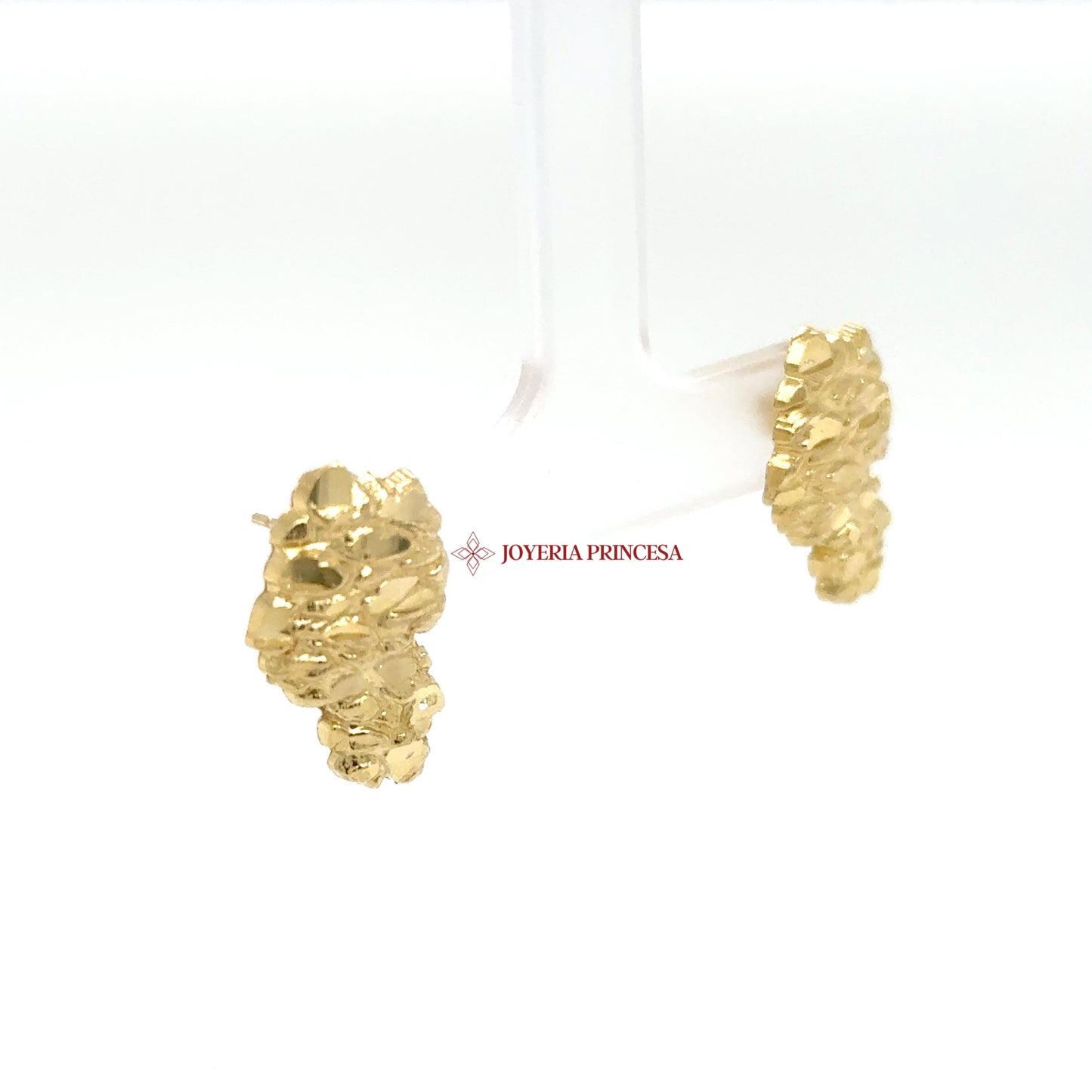 14K Yellow Gold Textured Nugget Stud Earrings
