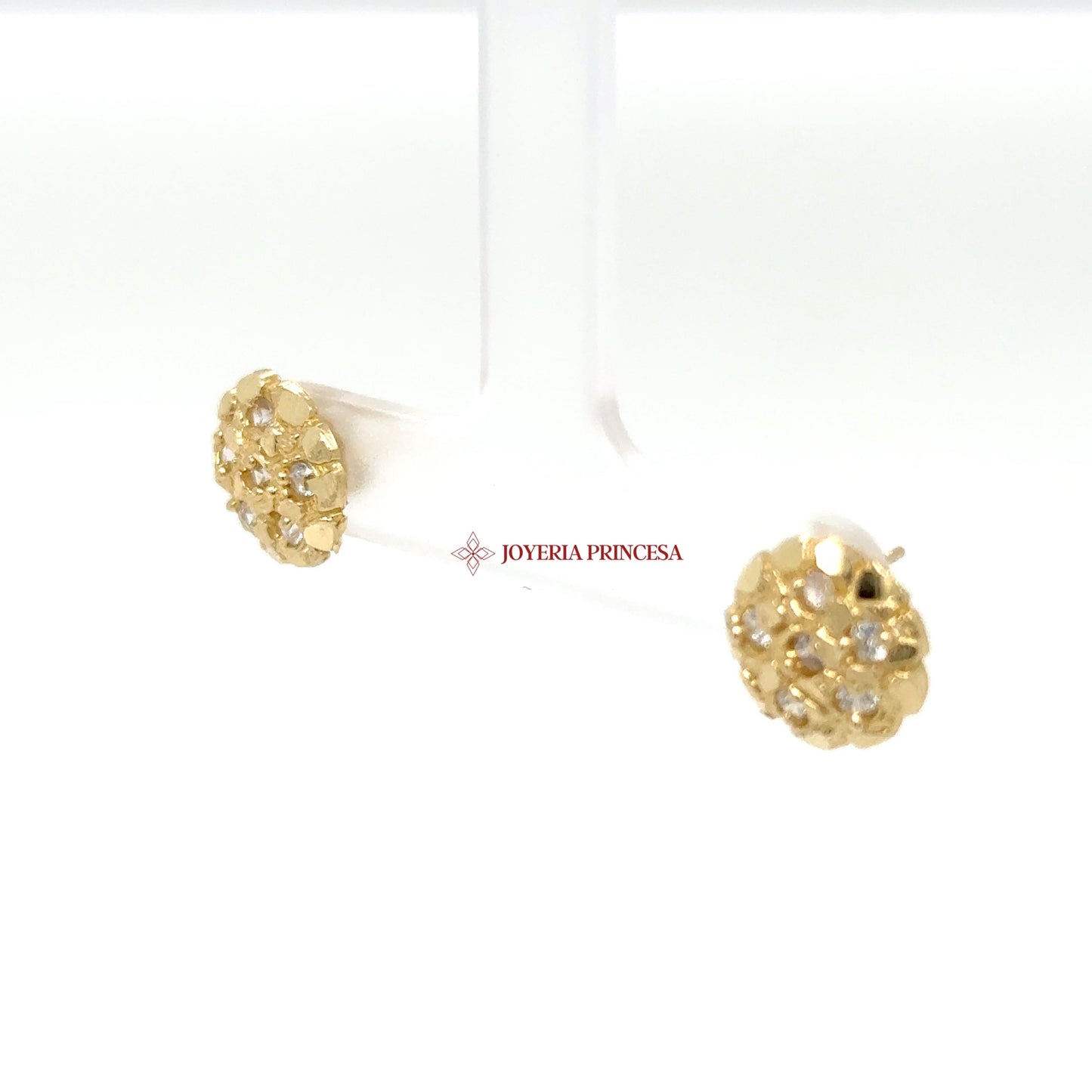 14K Yellow Gold Cluster Diamond-Inspired Earrings