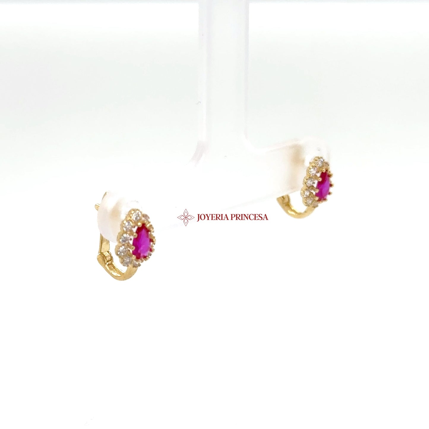 14K Gold Teardrop Ruby-Inspired Earrings