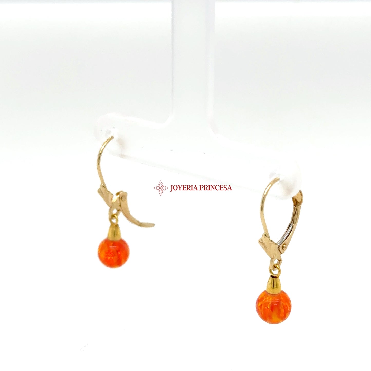 14K Gold Coral Dangle Earrings