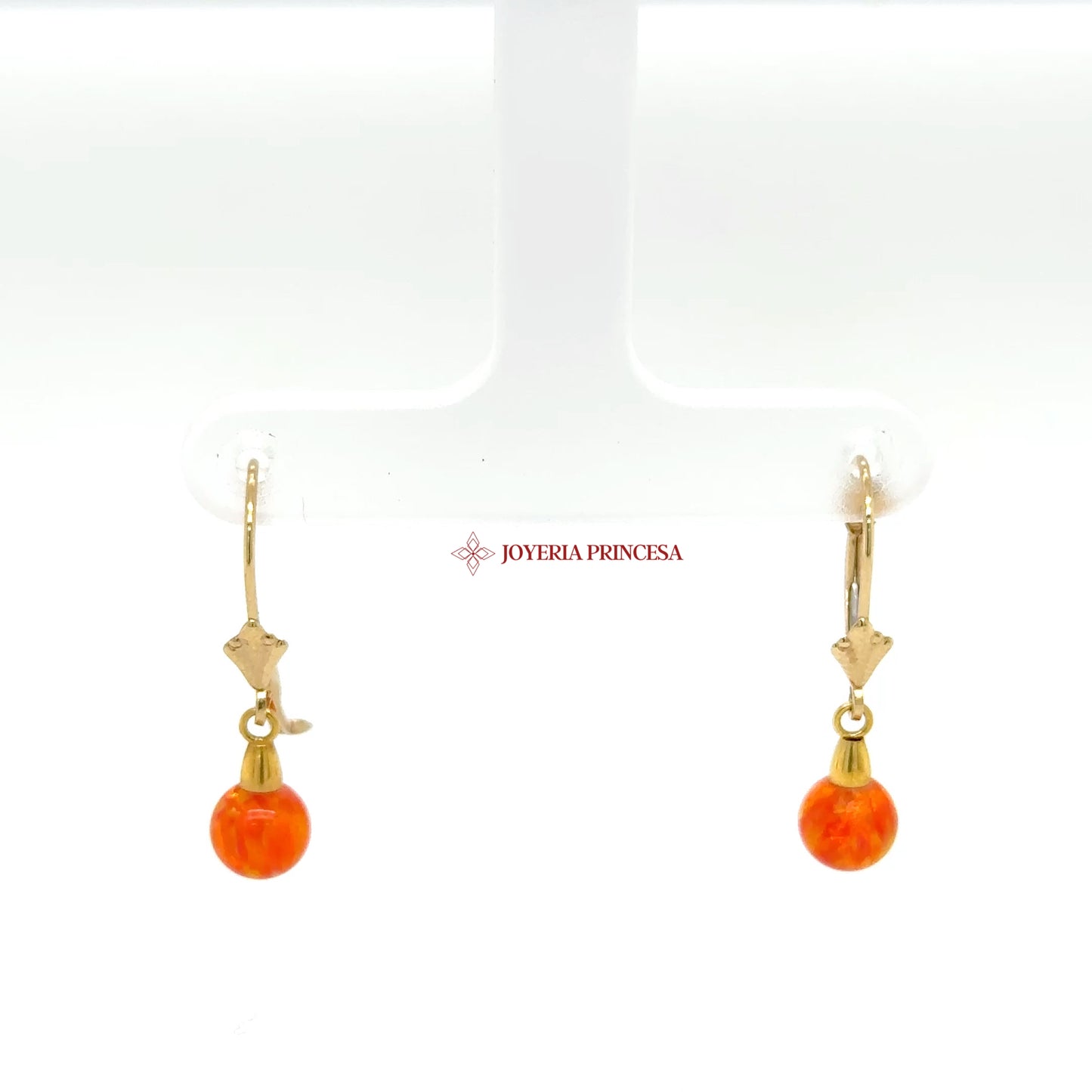 14K Gold Coral Dangle Earrings