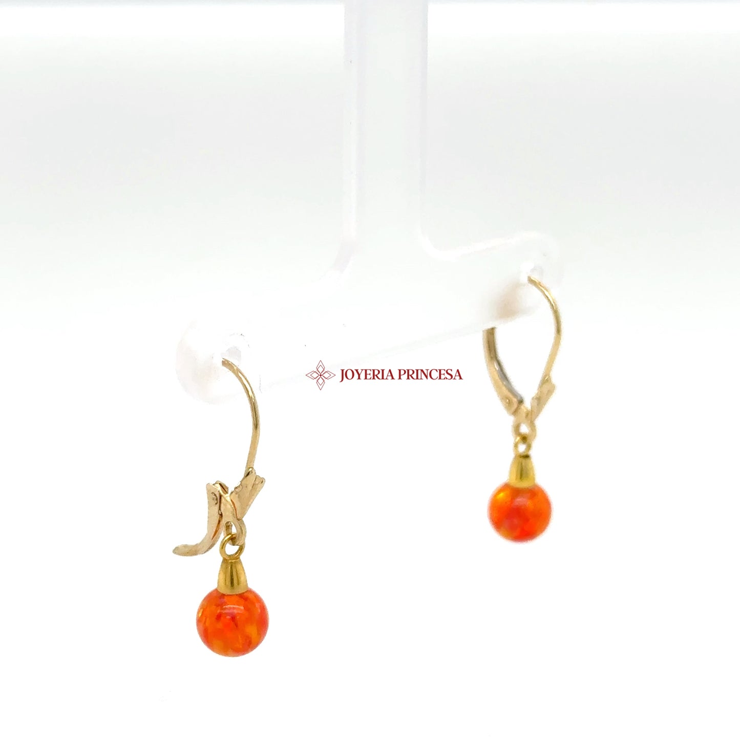 14K Gold Coral Dangle Earrings