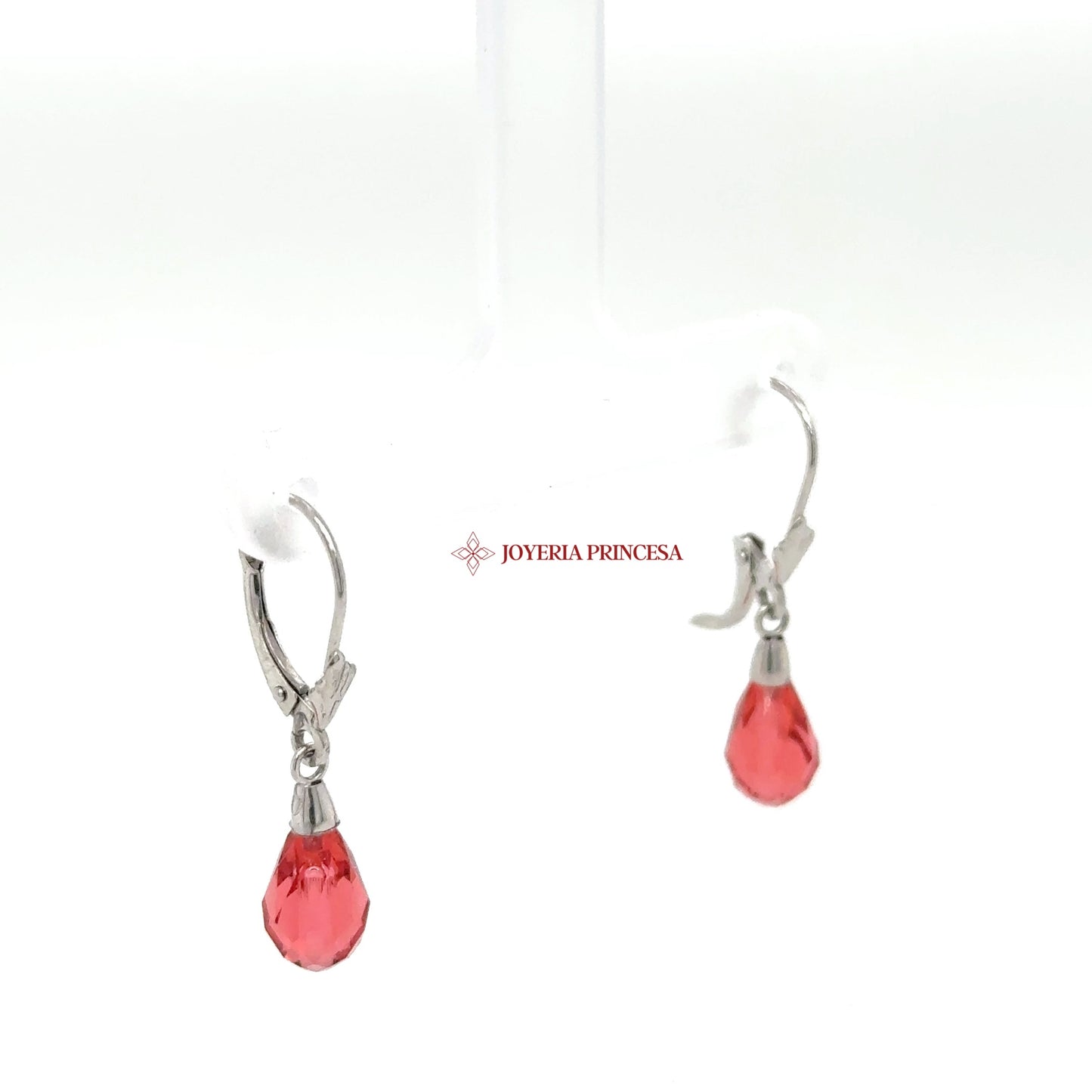 14K Red Drop Dangle Earrings with CZ Accents
