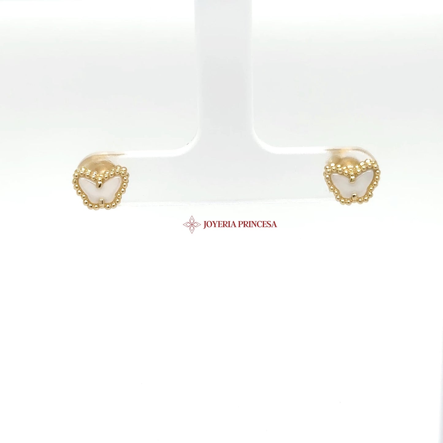 14K Gold Butterfly Stud Earrings with Cubic Zirconias (UN-0752)