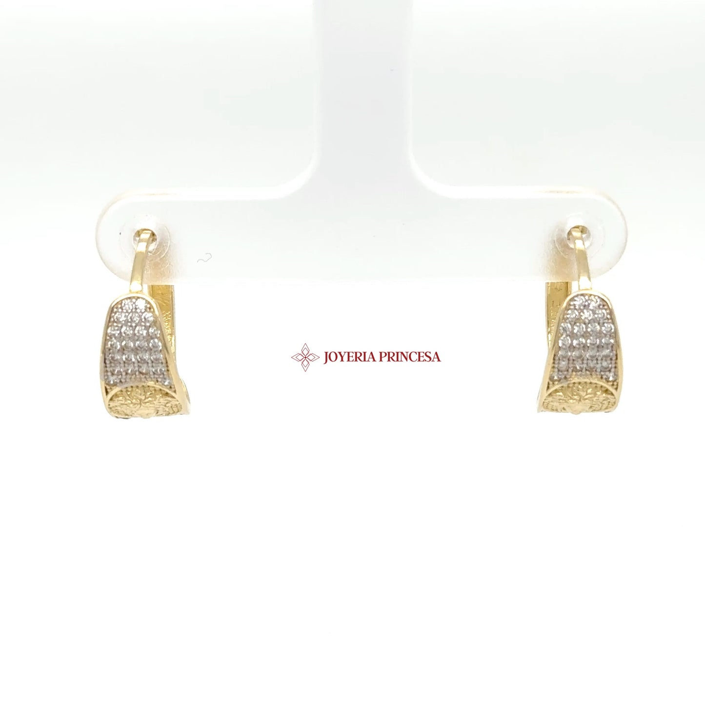 14K Gold Huggie Earrings with CZ Stones