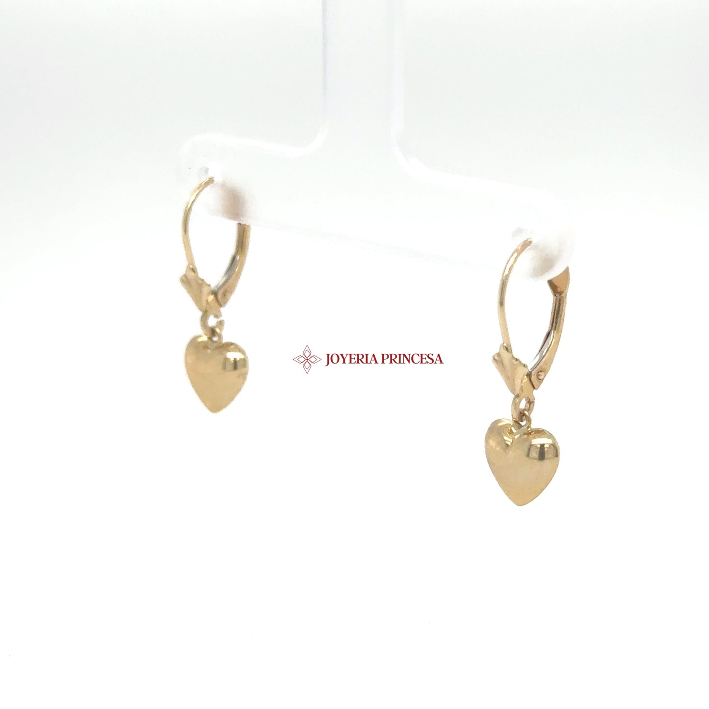 14K Gold Heart Dangle Earrings