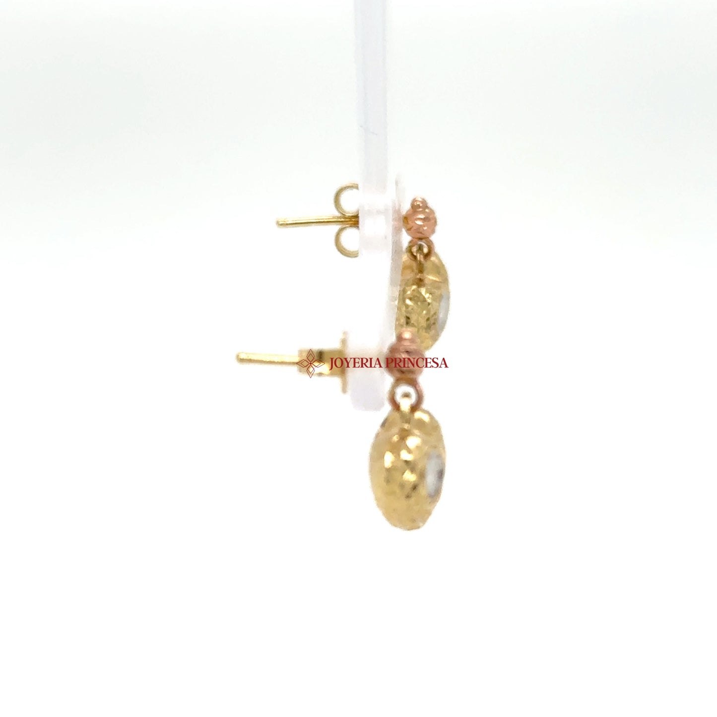 14K Gold Heart Stud Earrings with Cubic Zirconia