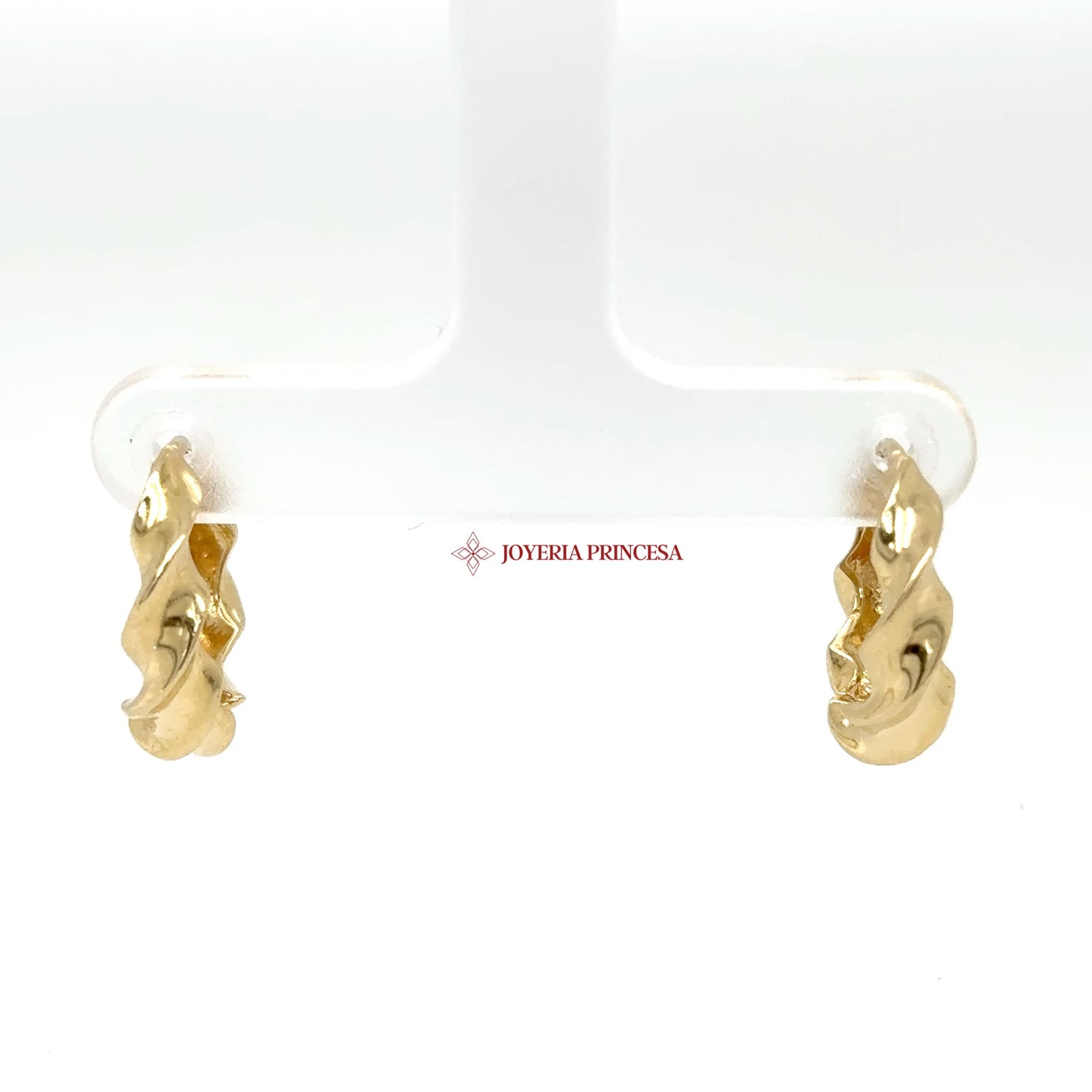 14K Gold Twisted Huggie Earrings