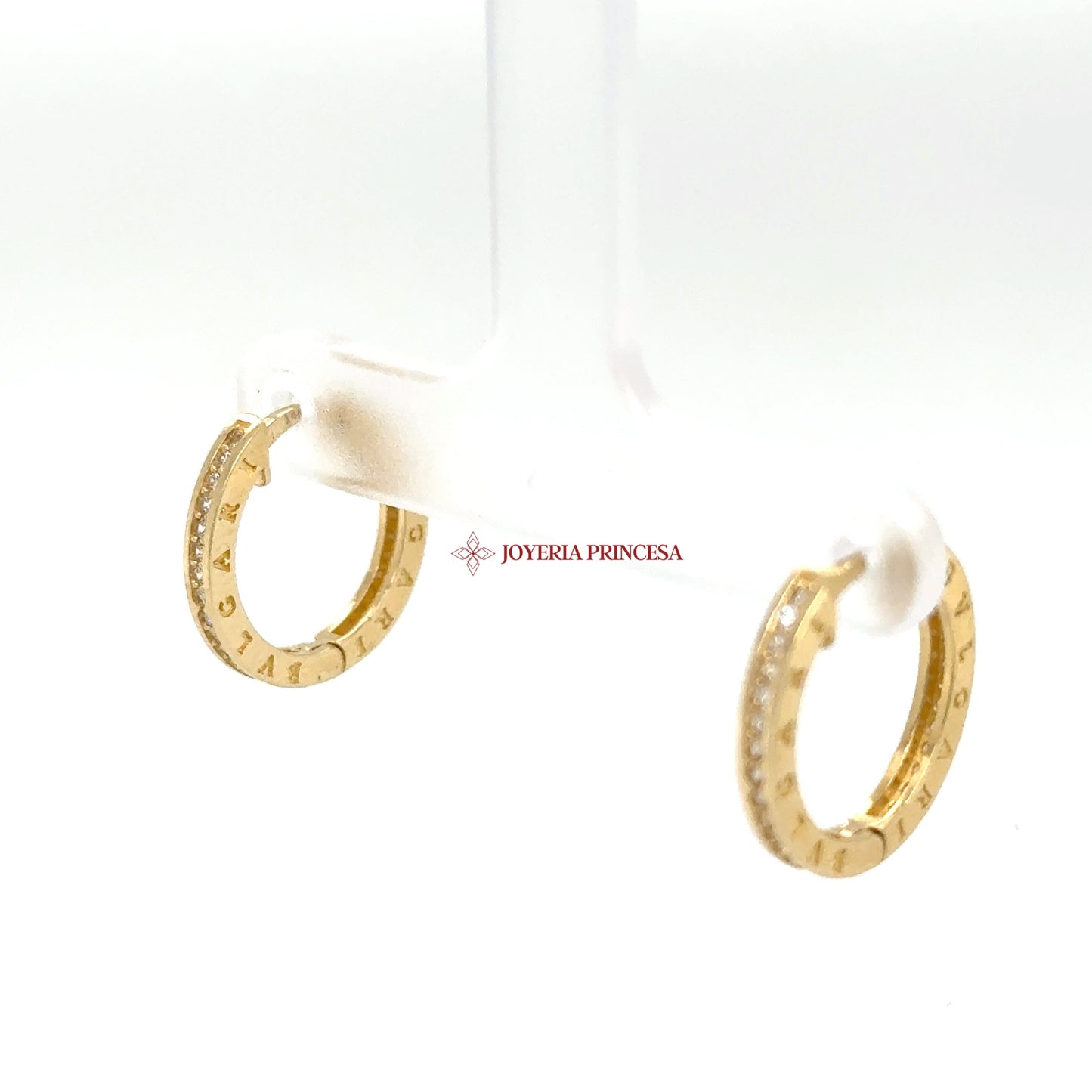 14K Gold Huggie Earrings with CZ Accents