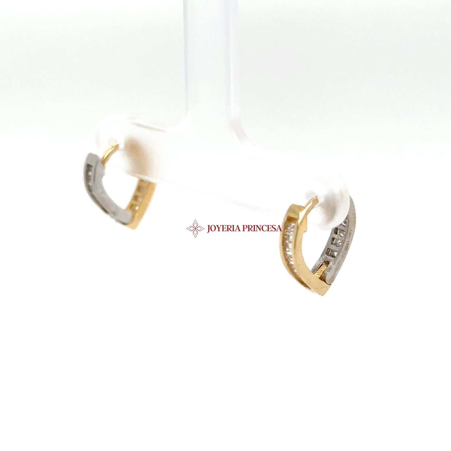 14K Gold Huggie Earrings with Cubic Zirconia Accents