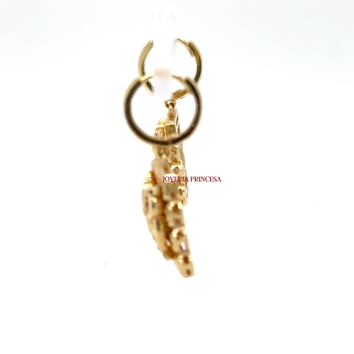 14K Gold Owl Huggie Earrings with CZ Accents