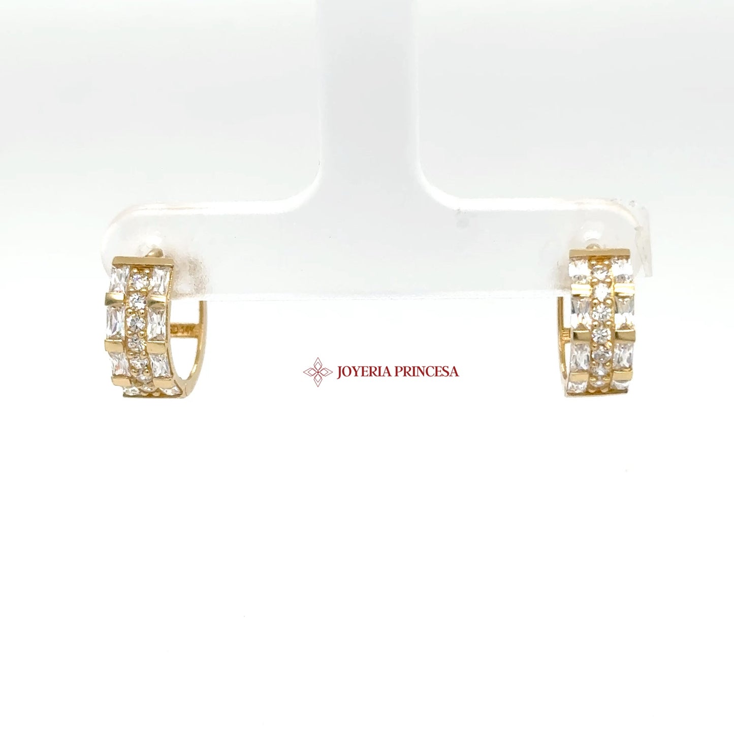 14K Gold Huggie Earrings with Cubic Zirconia Accents (UN-0831)