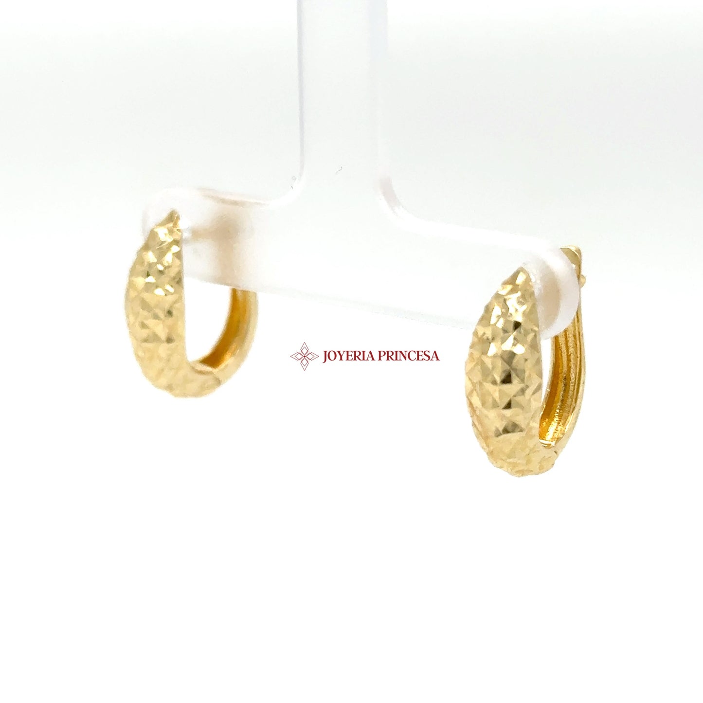 14K Gold Textured Huggie Earrings