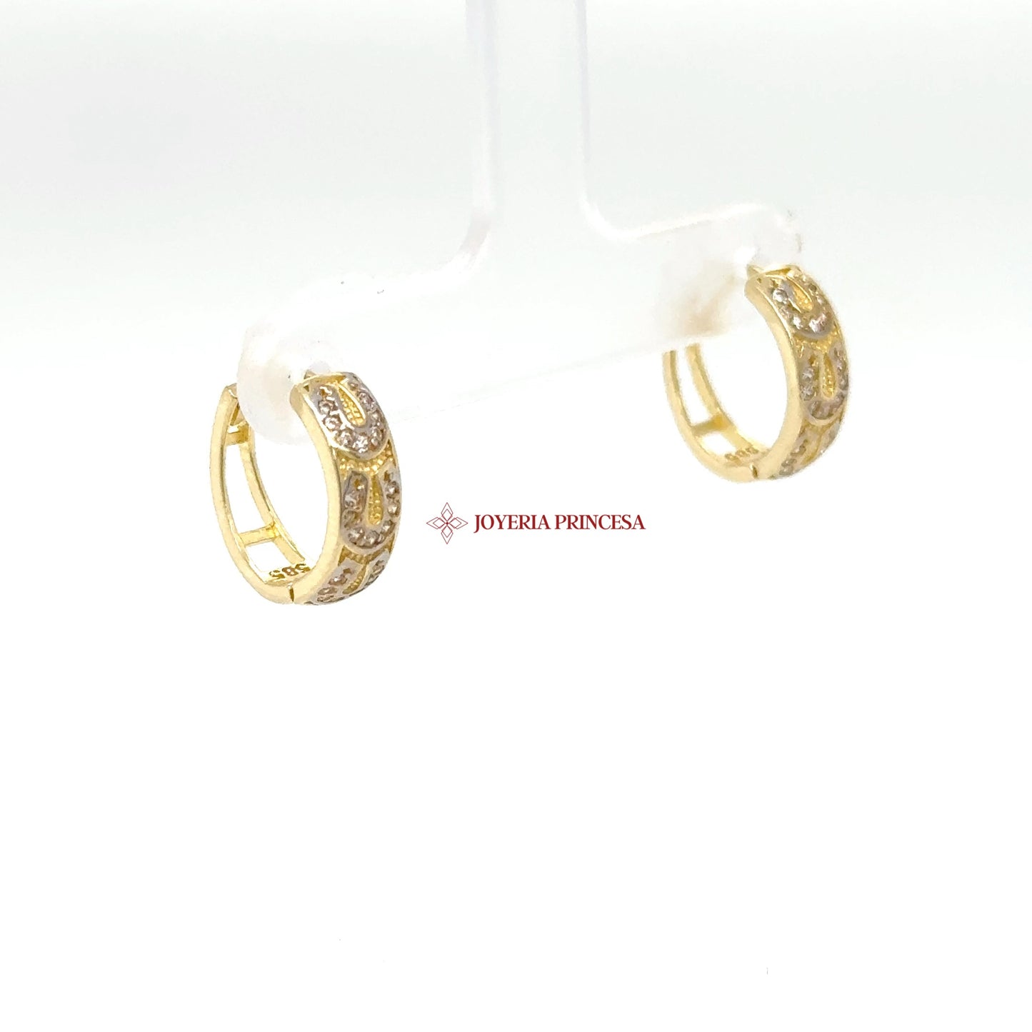 14K Gold Huggie Earrings with CZ Accents (UN-0865)