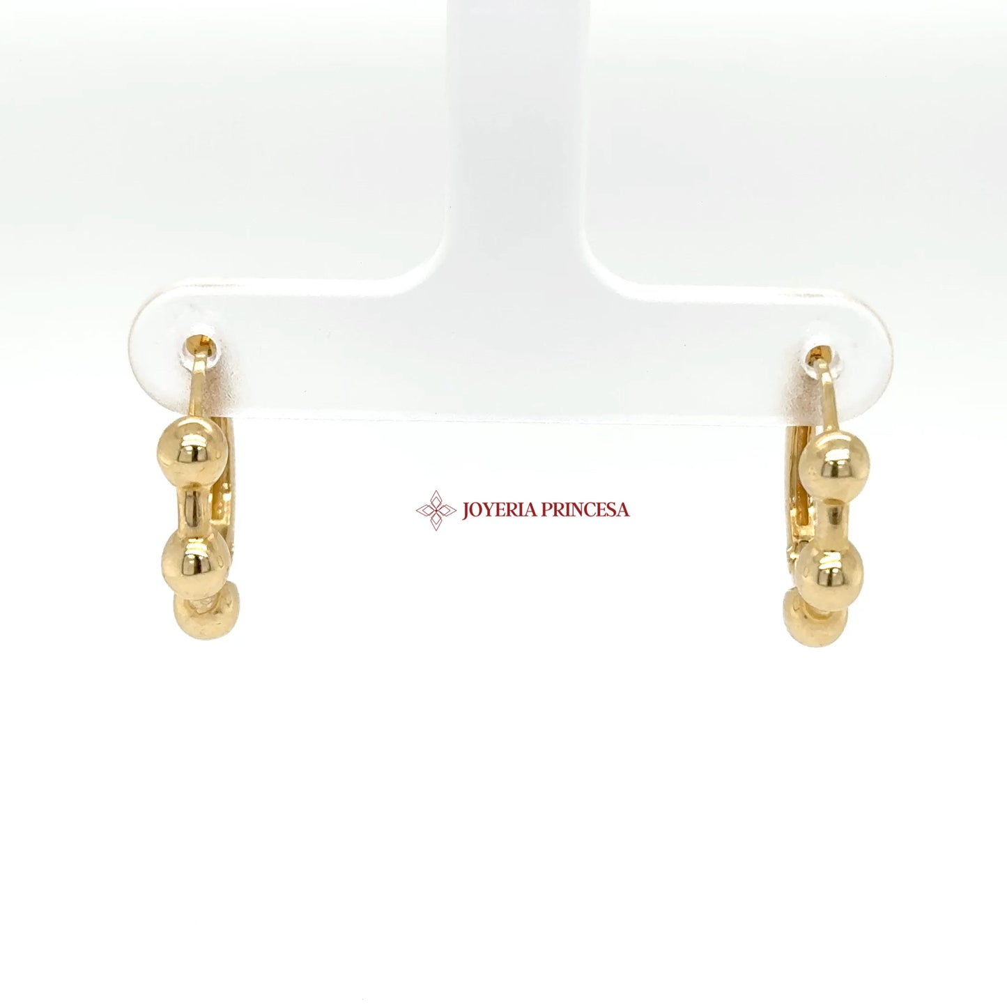 14K Gold Triple Ball Huggie Earrings