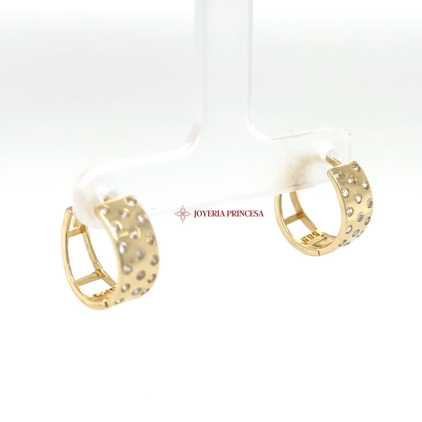 14K Gold Dangle Earrings with CZ Accents