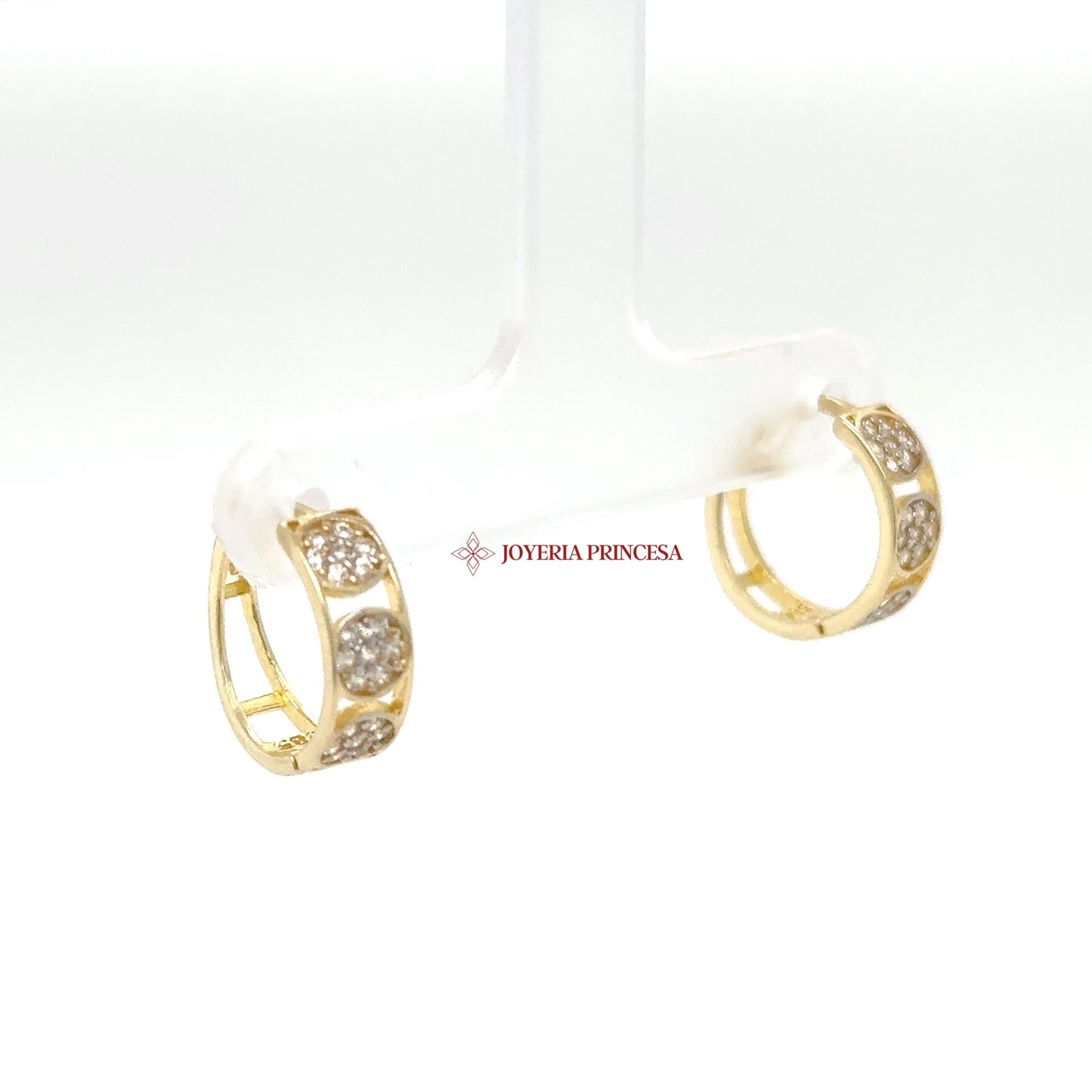14K Gold Huggie Earrings with Cubic Zirconia Accents (UN-0884)