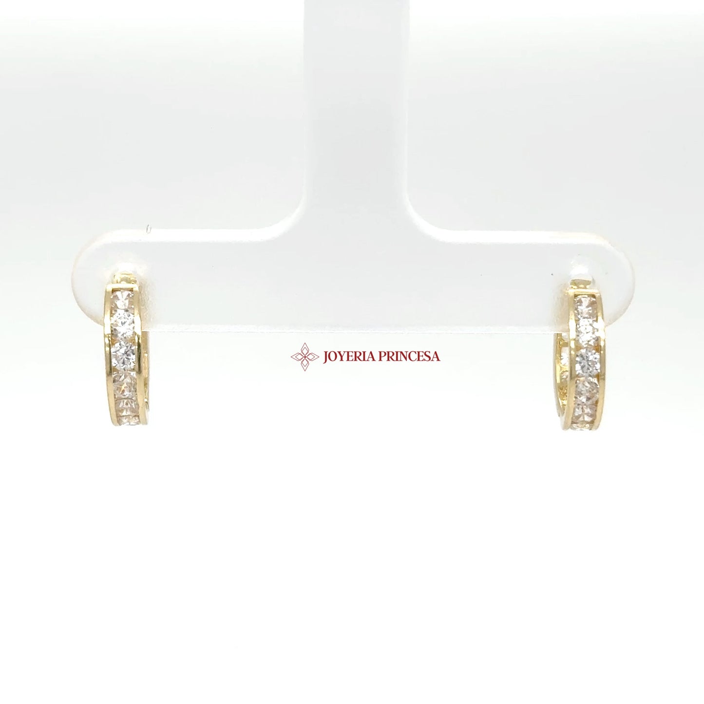 14K Gold Huggie Earrings with Cubic Zirconia (UN-0894)