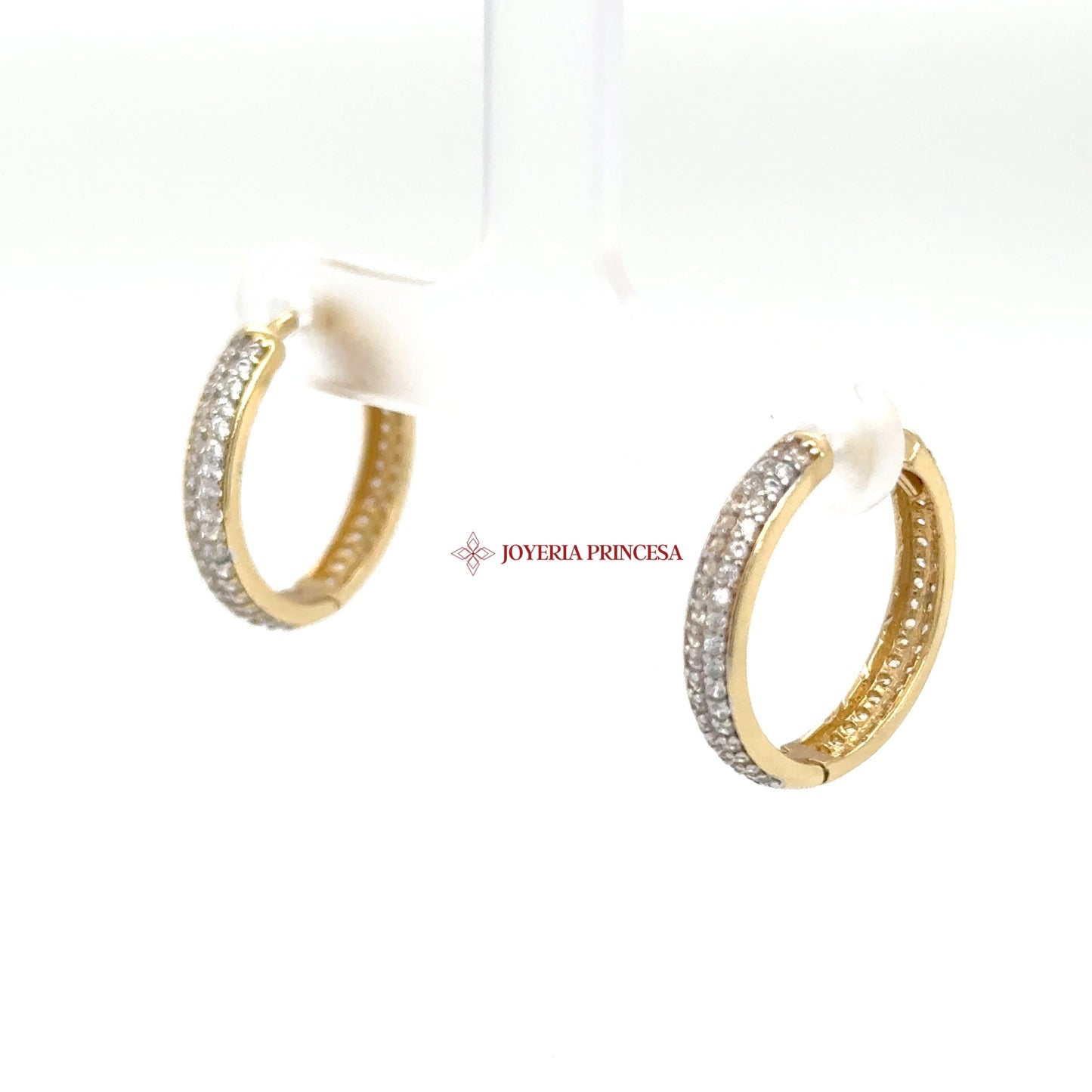 14K Gold Huggie Earrings with Cubic Zirconia (UN-0896)