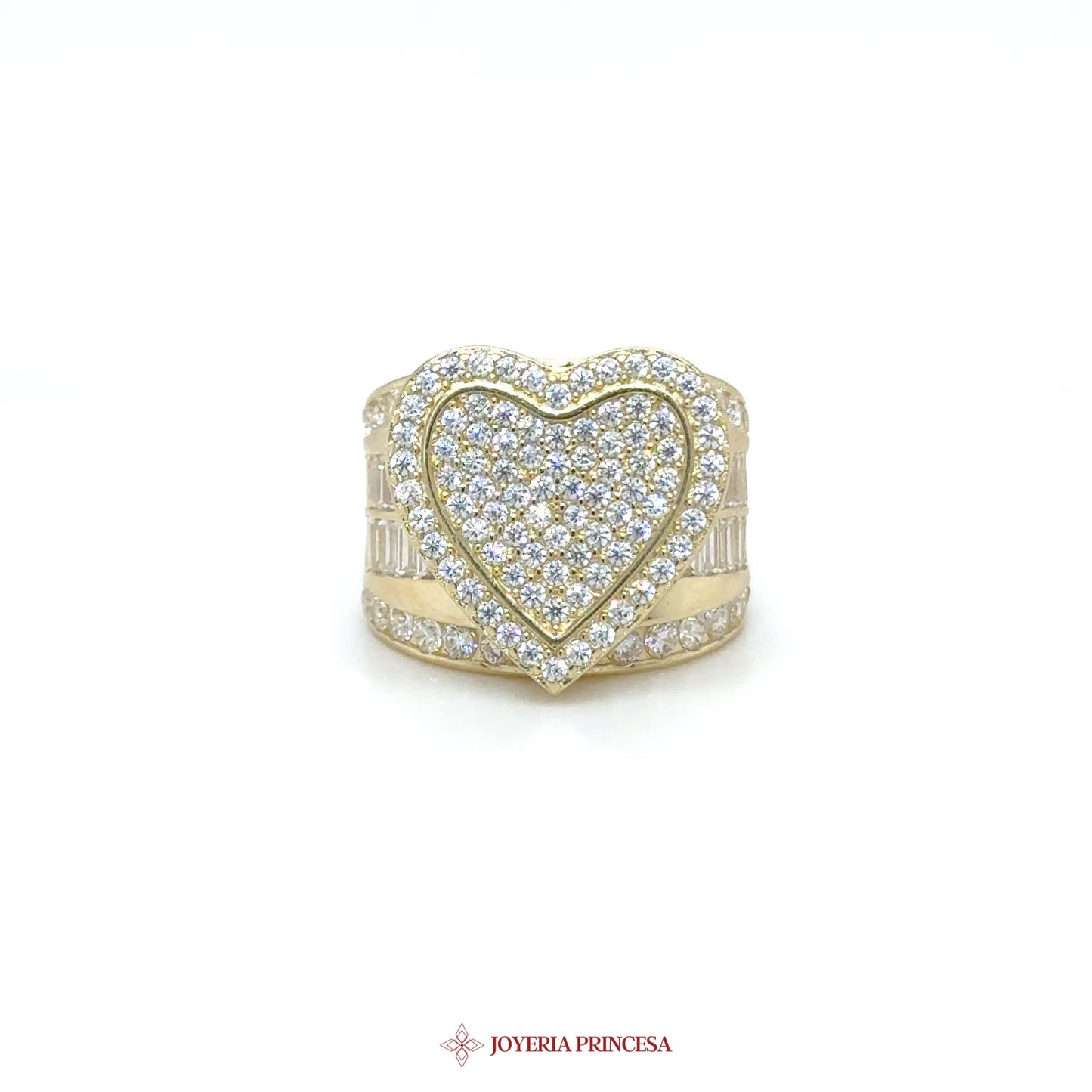 14K Gold Heart Shaped Ring with CZ Stones (UN-0925)