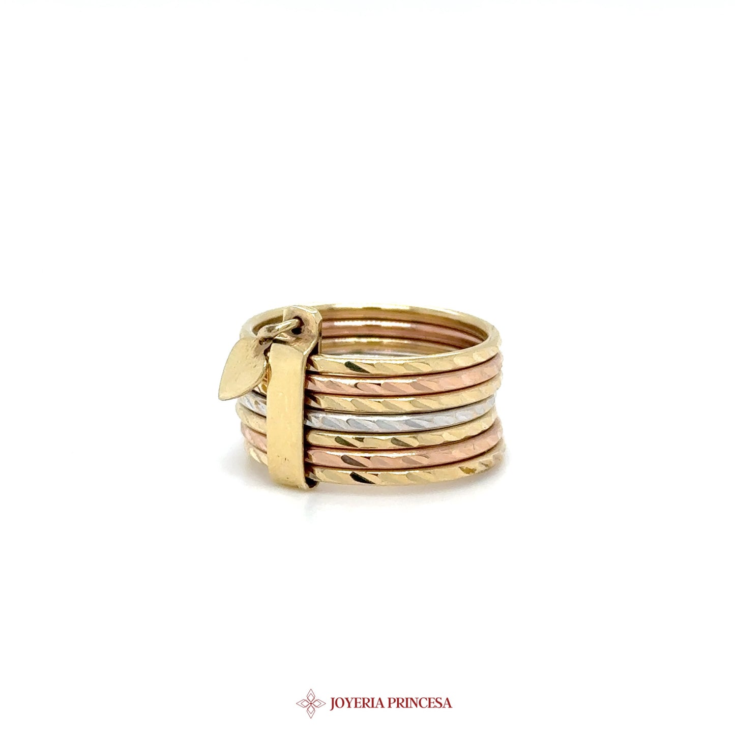 14K Rose and Yellow Gold Stacked Heart Ring